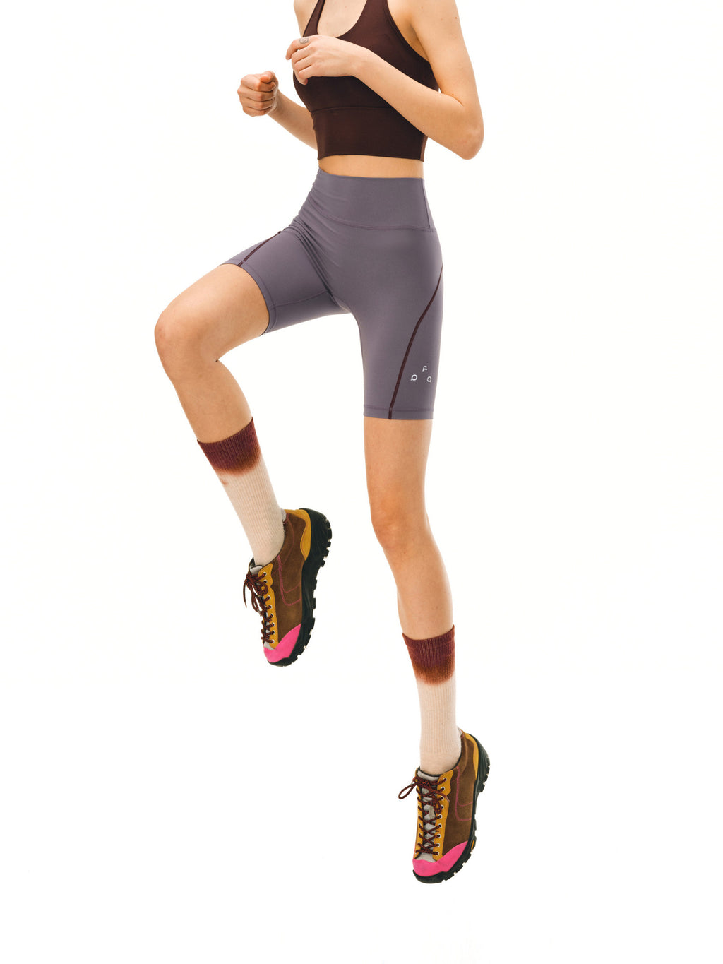 FPA Women's Outdoor Running Fitness Yoga Compression Shorts with Logo Seam Lines - Form-Fitting Base Layer Shorts