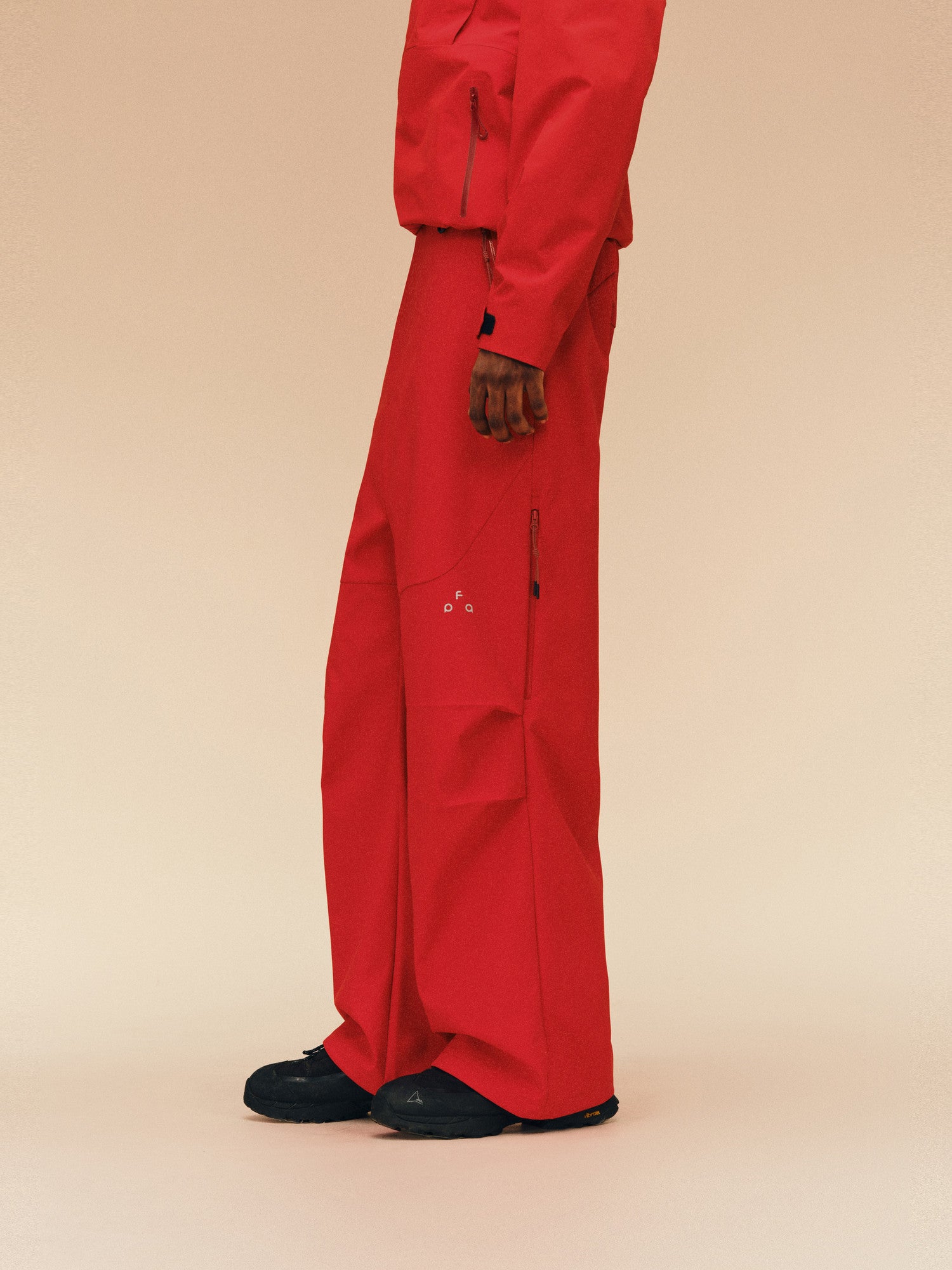 FPA Outdoor Softshell Four-Way Stretch Skin-Friendly Drape Zipper Trousers Casual Red Sports Pants