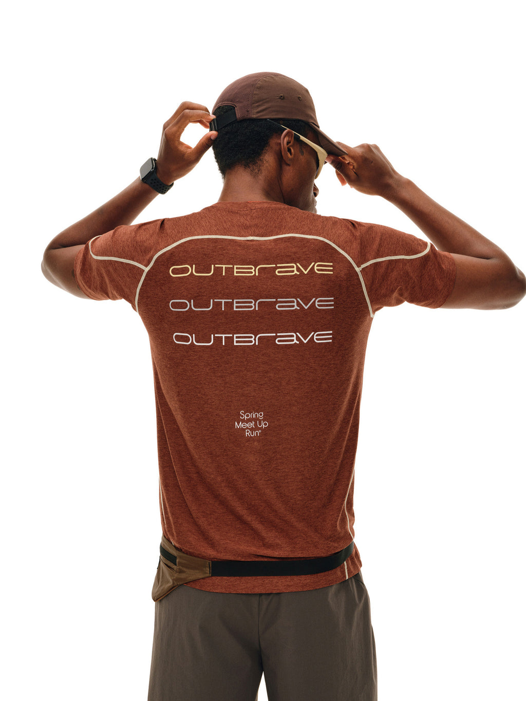 FPA Contrast Stitch Slogan Print T-Shirt for Outdoor Sports, Fitness, Running, Round Neck, Regular Fit, Couple Tee for Men