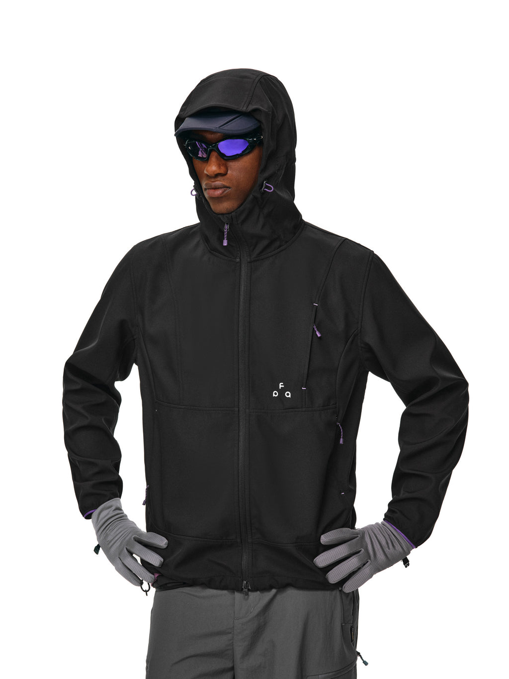 FPA Three-Proof Outdoor Softshell Hooded Jacket for Men and Women, Mountain Hiking, Abrasion-Resistant, Color-Blocking, Drawstring, Autumn Couple Jacket