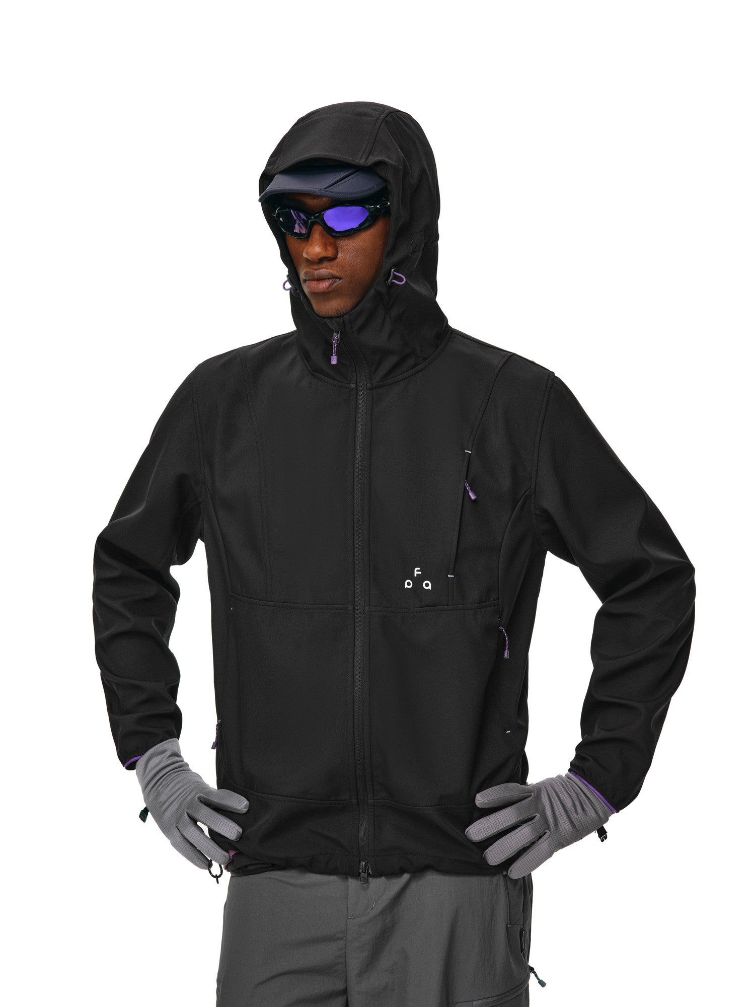 FPA Three-Proof Outdoor Softshell Hooded Jacket for Men and Women, Mountain Hiking, Abrasion-Resistant, Color-Blocking, Drawstring, Autumn Couple Jacket