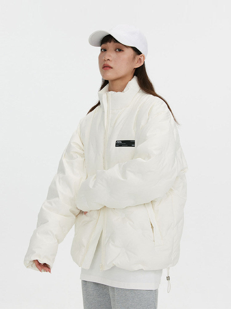 FPA Light Blue Quilted Diamond Pattern Down Jacket – Chinese Streetwear Brand Winter Thickened Short Couple Down Coat for Men