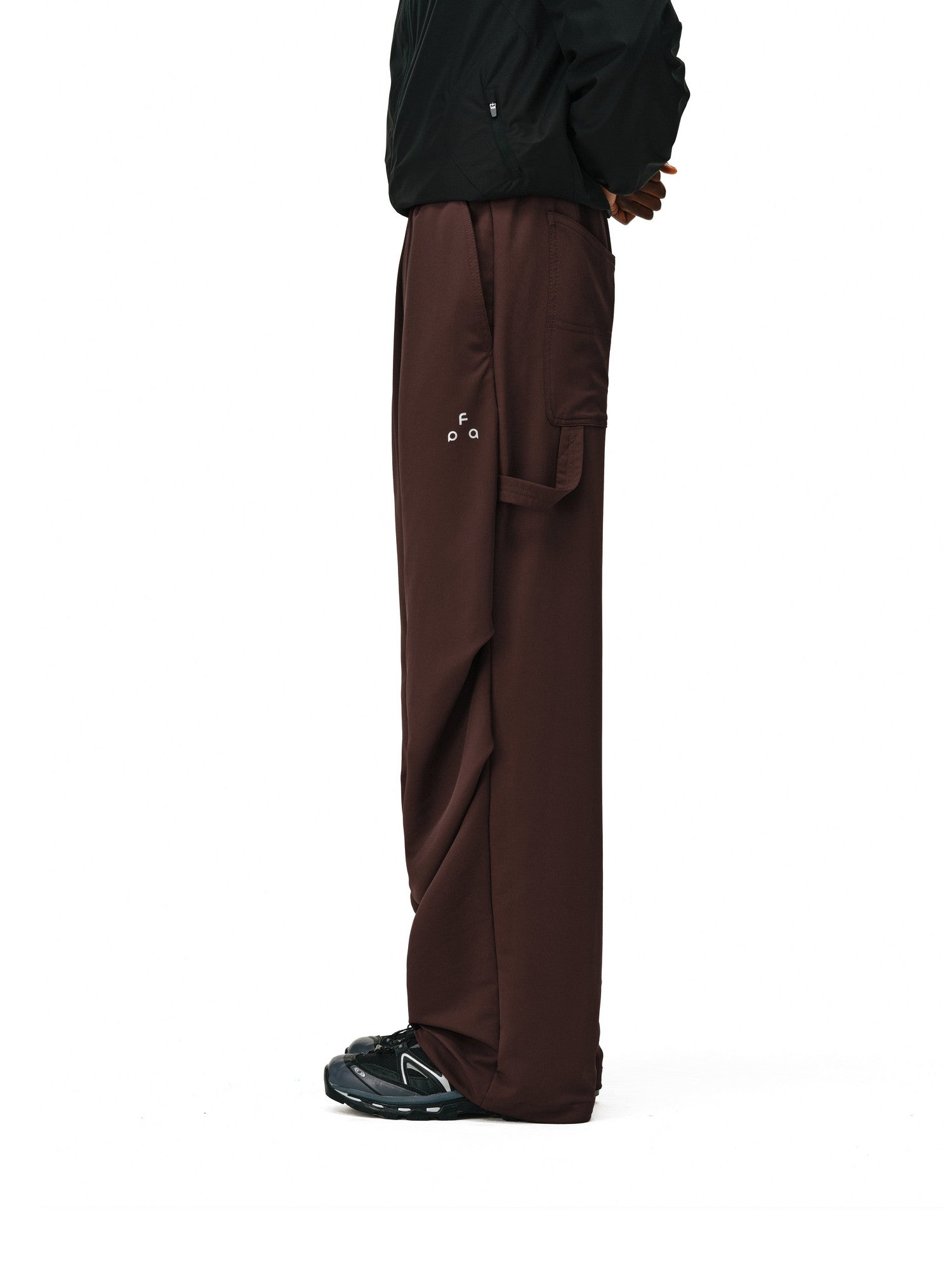 FPA Outdoor Soft Shell Waterproof Anti-Static Drape Four-Season Trousers, Chinese Trend Sports Loose Casual Black Paratrooper Pants