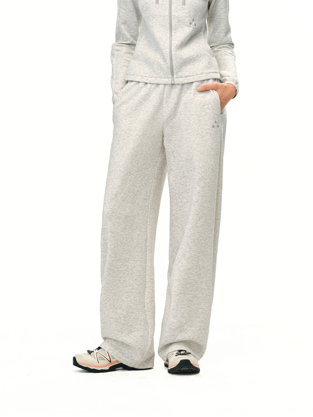 FPA Double-Sided Air Cotton Knit Wide-Leg Pants for Women - Chinese Street Style Spring/Autumn Athletic Casual Straight-Leg Pants