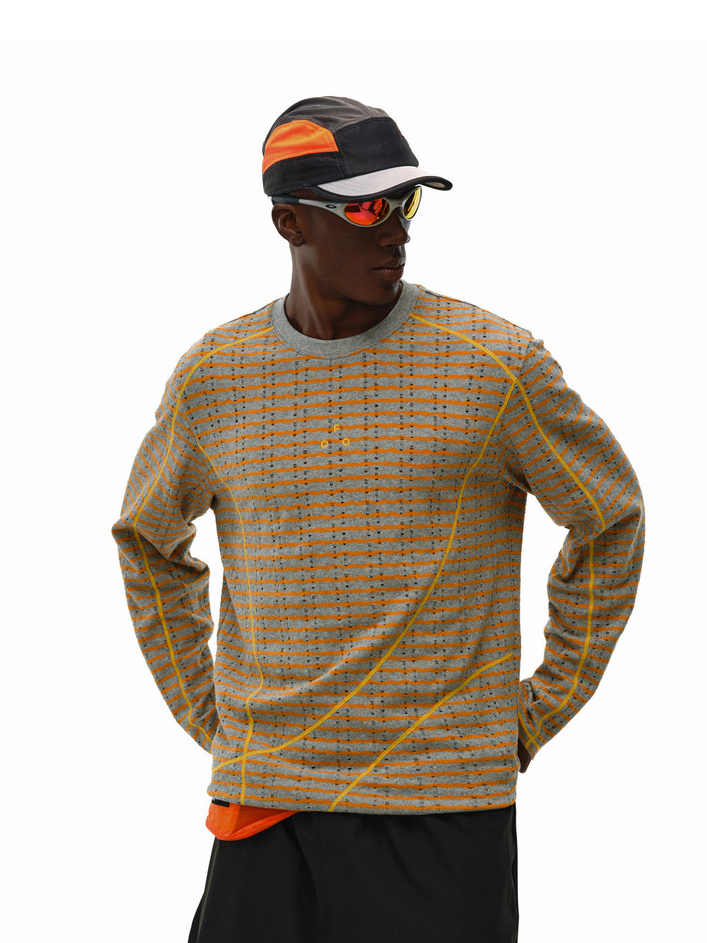 FPA Color-Block Striped Long-Sleeve Tee with Distressed Details - 2026 New Spring/Autumn Round Neck Chinese Streetwear Style