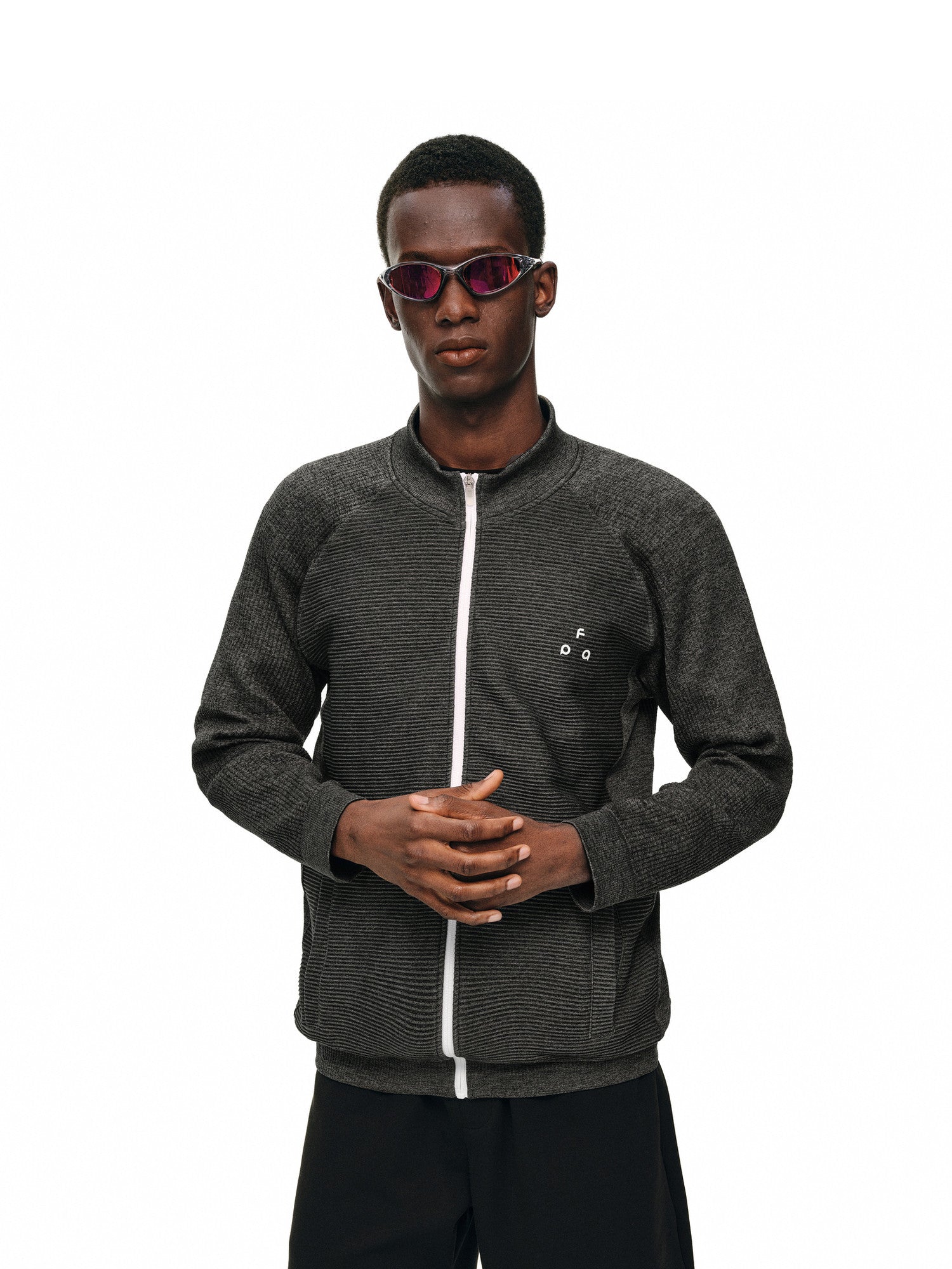 FPA One-Piece Knit Texture Jacket Outdoor Sports Fitness Casual Basic Zip-Up Stand Collar Jacket for Men