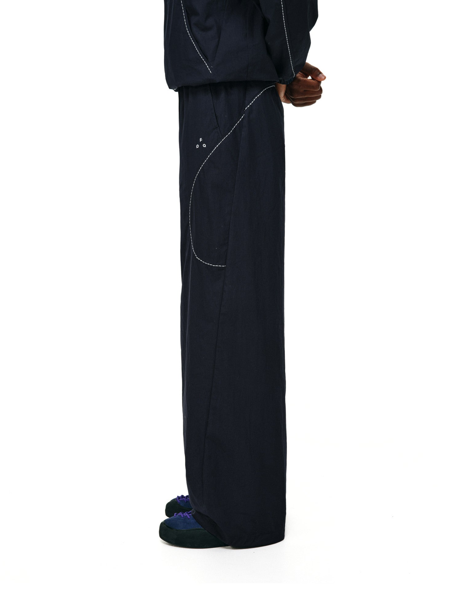 FPA Rice Grain Stitch Contrast Cotton-Nylon Curved-Line Trousers 2026 New Fall Loose Wide-Leg Casual Pants