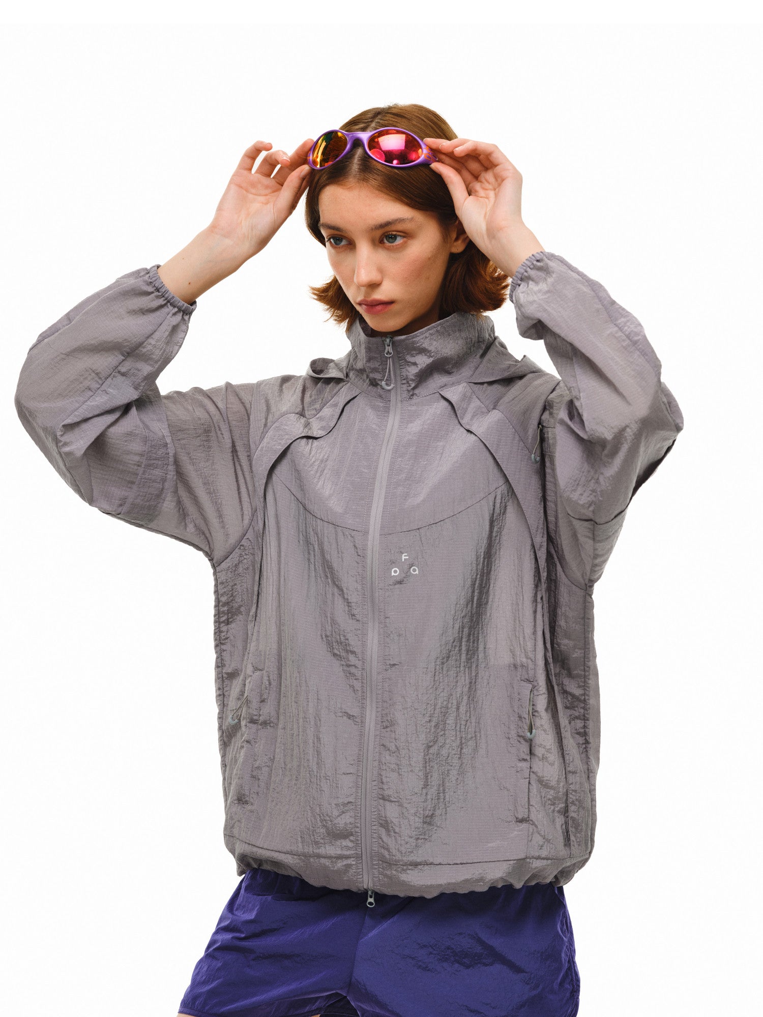 FPA Metal Texture Plaid Hooded Jacket – Lightweight Loose Fit Outdoor Sports Jacket for Men