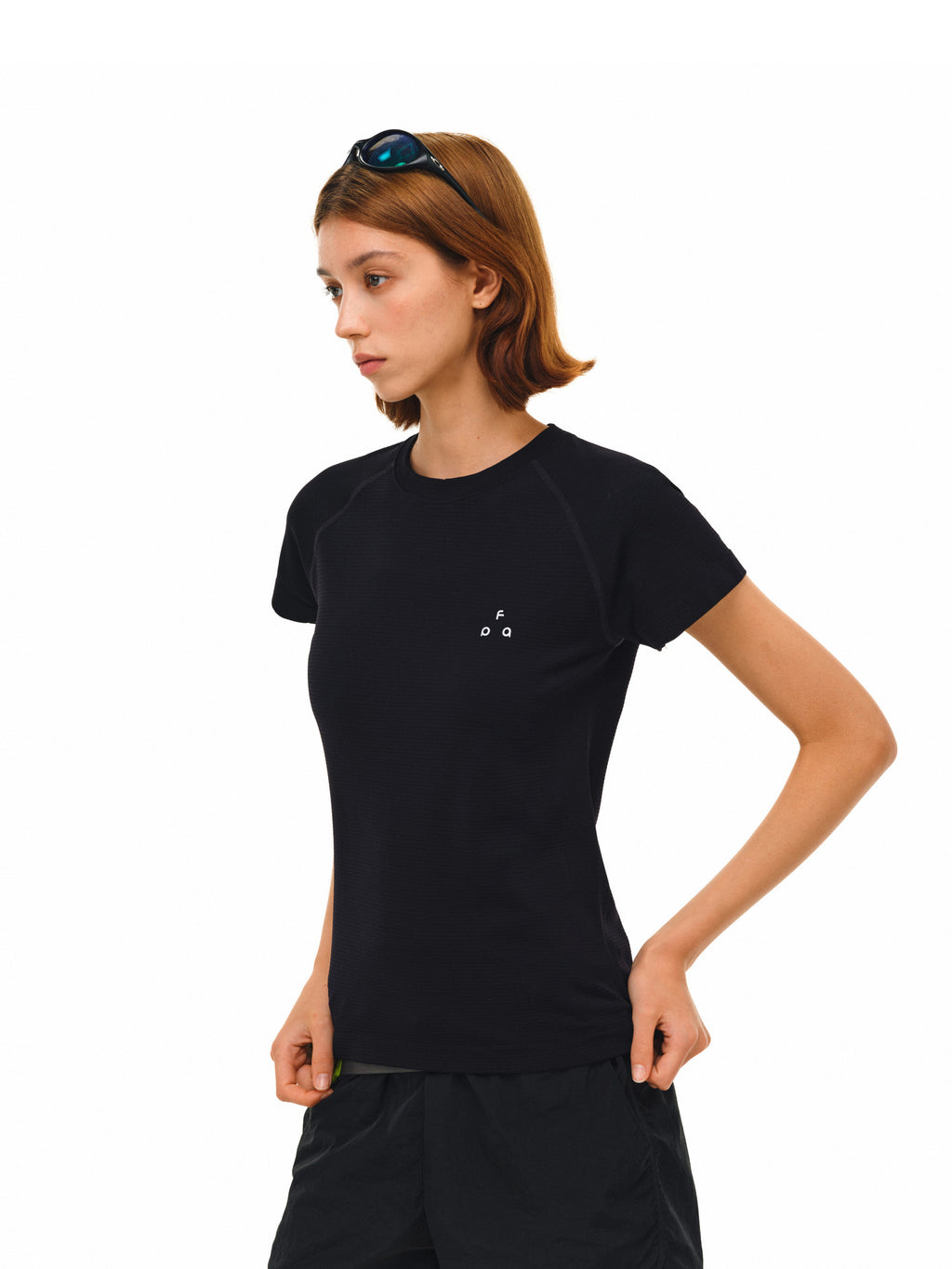 FPA Seamless Athletic Outdoor T-Shirt for Women - Summer Basic Round Neck Slim Fit Short Sleeve in Black and White