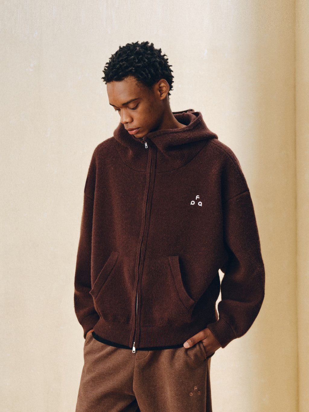 FPA Windproof Basic Relaxed Hooded Sweatshirt - Autumn Loose Retro Unisex Knit Hoodie Jacket