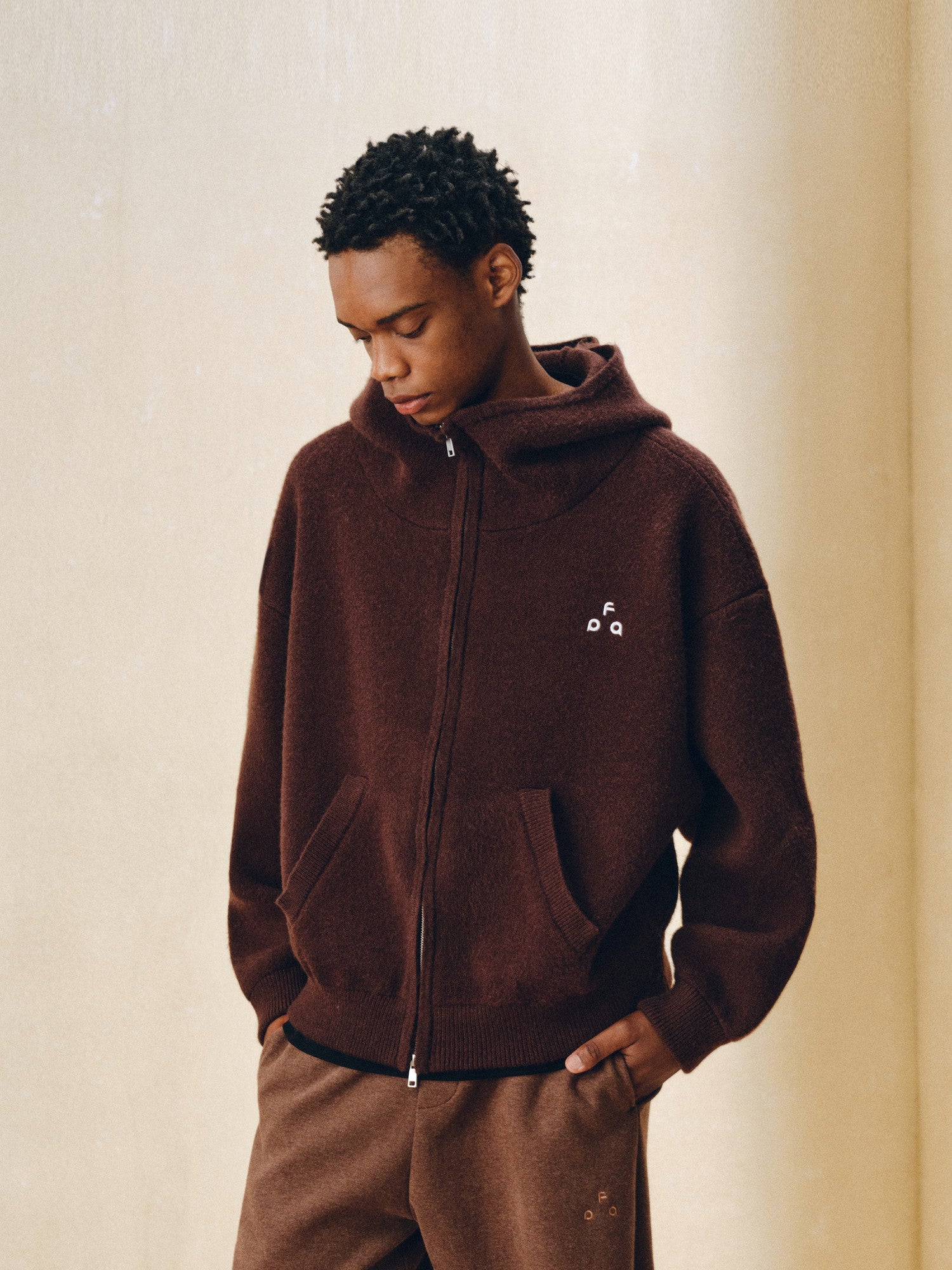 FPA Windproof Basic Relaxed Hooded Sweatshirt - Autumn Loose Retro Unisex Knit Hoodie Jacket