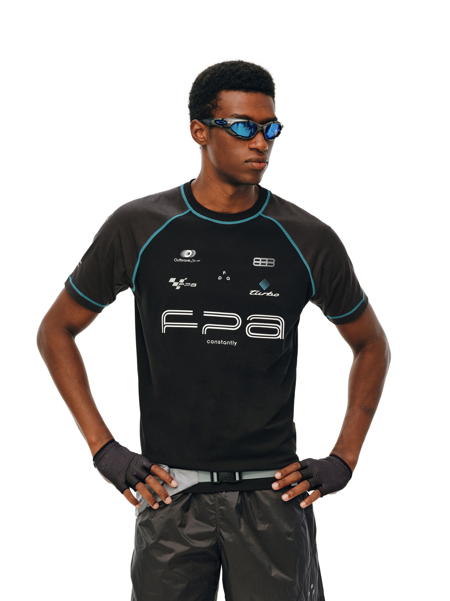 FPA Sport COOLMAX Racing Short Sleeve T-Shirt - Summer Contrast Color Crew Neck, Premium Fit, Cool & Breathable