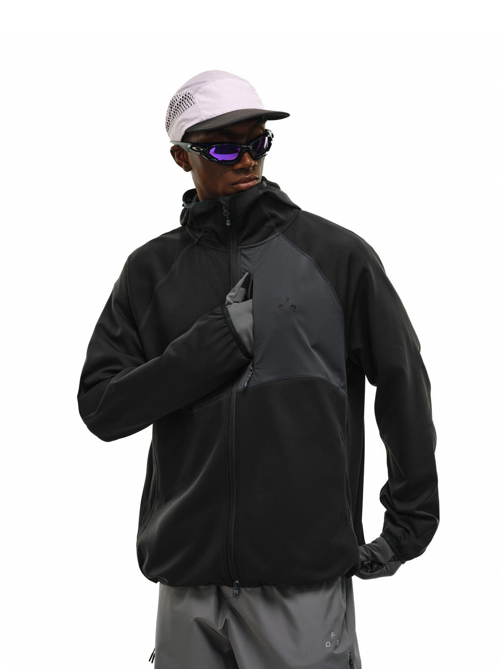 FPA Fancy Yarn Contrast Color Zip-Up Hooded Sweatshirt Jacket Spring Sports Couple Casual Cardigan