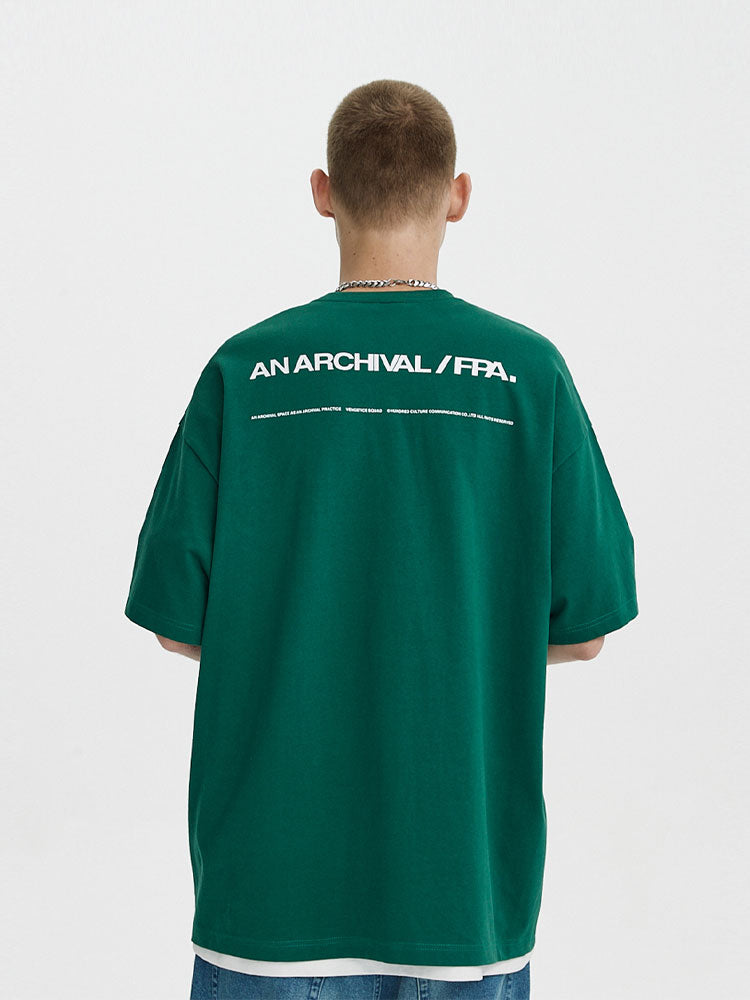 FPA Archive Basic Coffee Short Sleeve T-Shirt for Men - Chinese Streetwear, Summer Loose Fit, American Style, Minimalist, Versatile