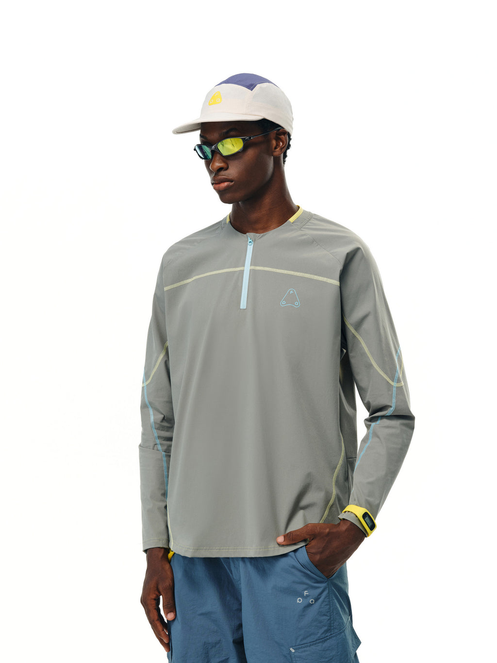 FPA Moisture-Wicking Half-Zip Color-Block Long-Sleeve Outdoor Sports Casual American Streetwear Couple Autumn T-Shirt