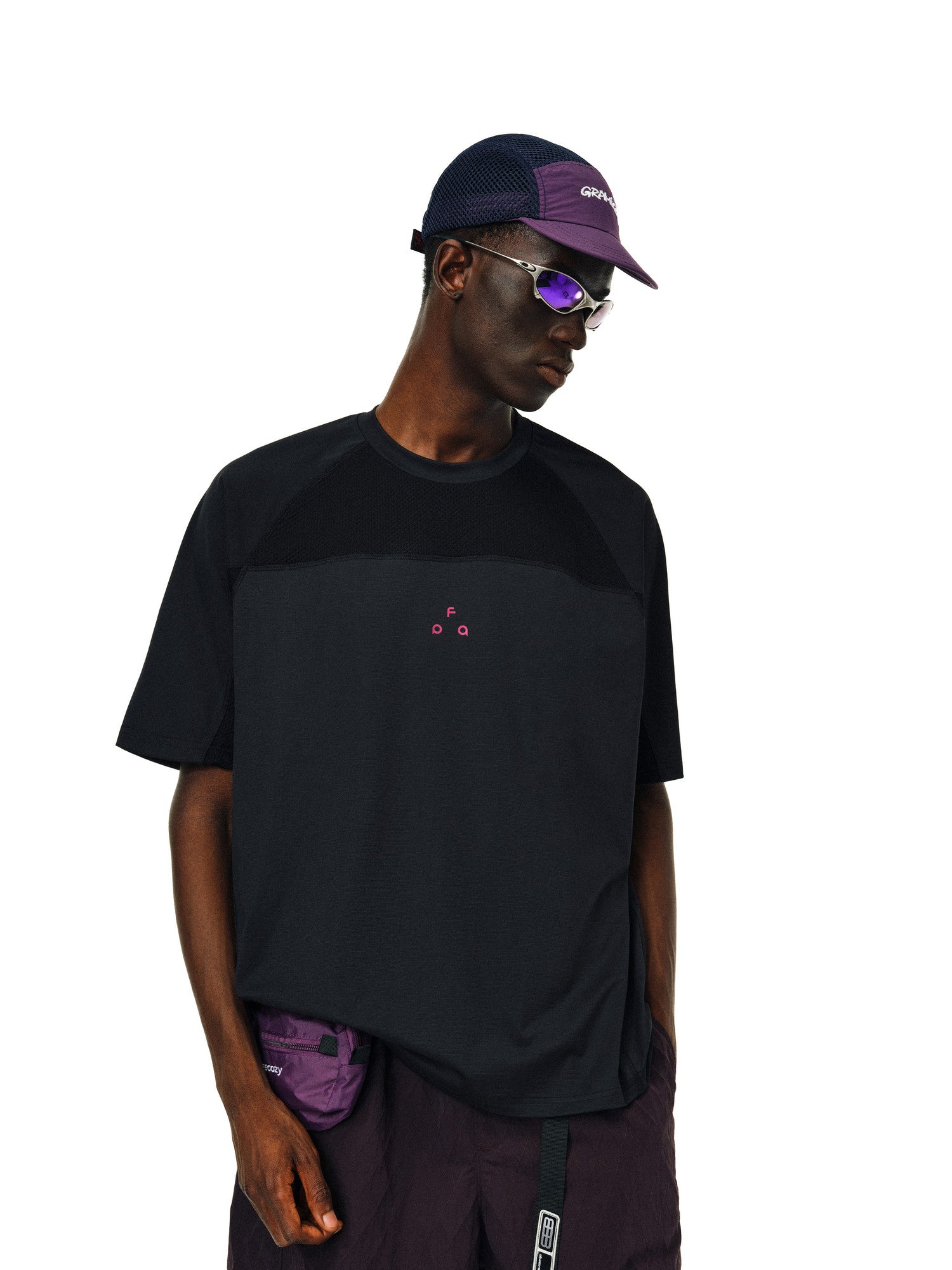 FPA Gradient Logo Textured Patchwork Short Sleeve T-Shirt – Summer Outdoor Quick-Dry Cooling Unisex Loose Fit Couple Tee