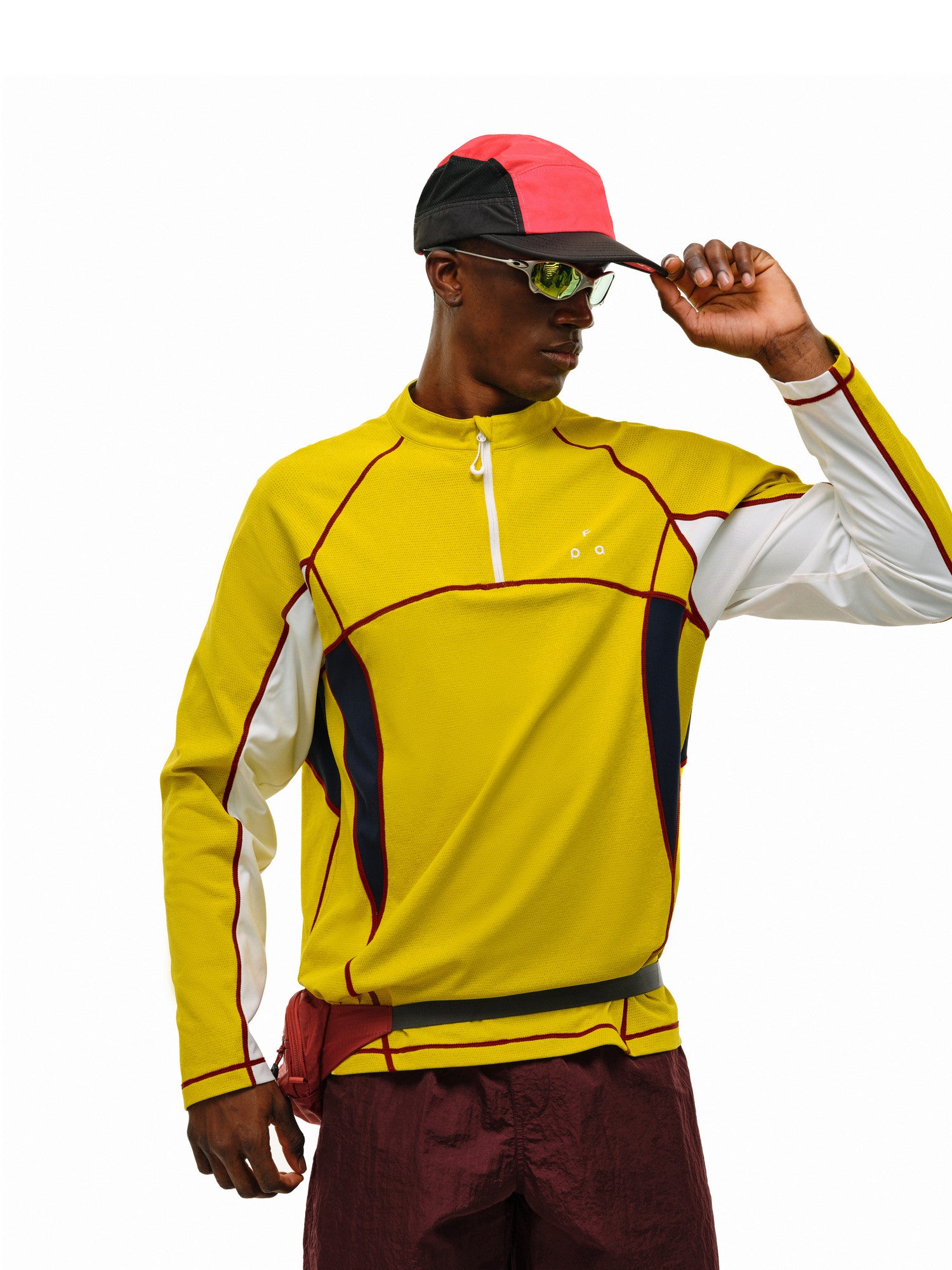 FPA Color-Block Half-Zip Long-Sleeve Top – Spring Minimalist Design Mock Neck Unisex T-Shirt