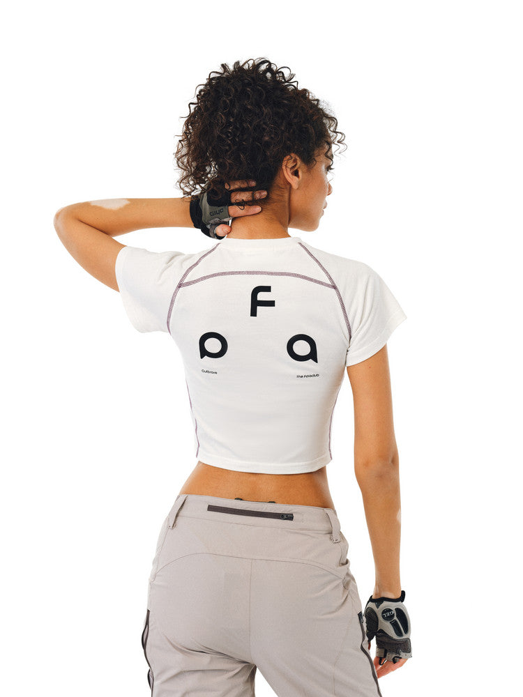 FPA Sports Hasu Line 7A Antibacterial Logo Short Sleeve Summer T-Shirt for Women, Trendy Cropped Slim Fit Crew Neck
