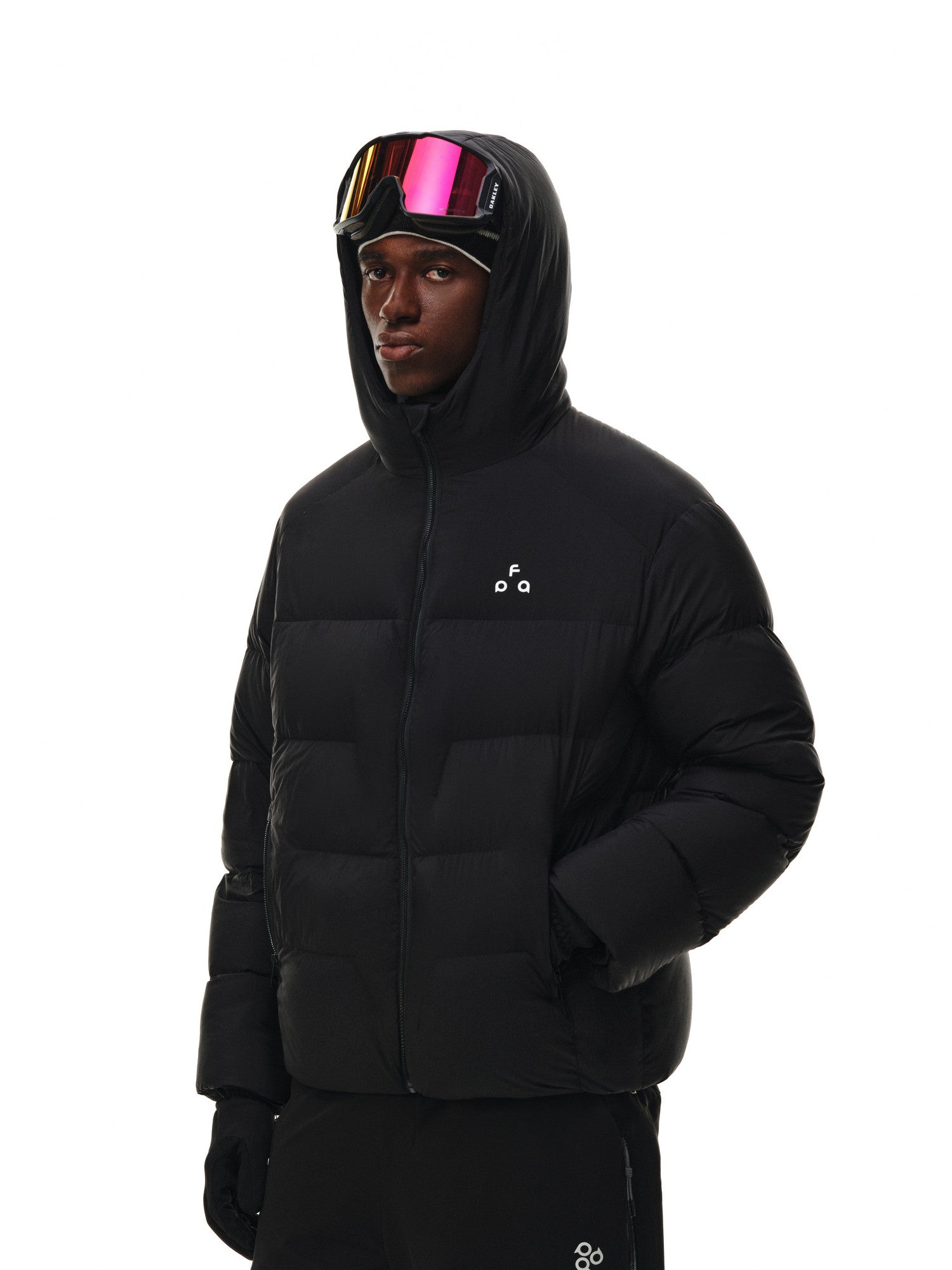 FPA Brand Hooded Outdoor Logo Down Jacket - Couple Style Winter Warm Coat, Basic Black Down Jacket for Men