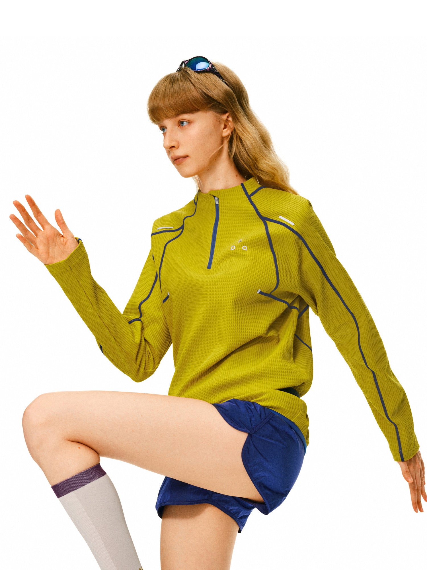 FPA Half-Zip Contrast Stitch Quick-Dry Long Sleeve Tee for Men and Women, Spring/Fall Outdoor Casual Top with High Neck and Print