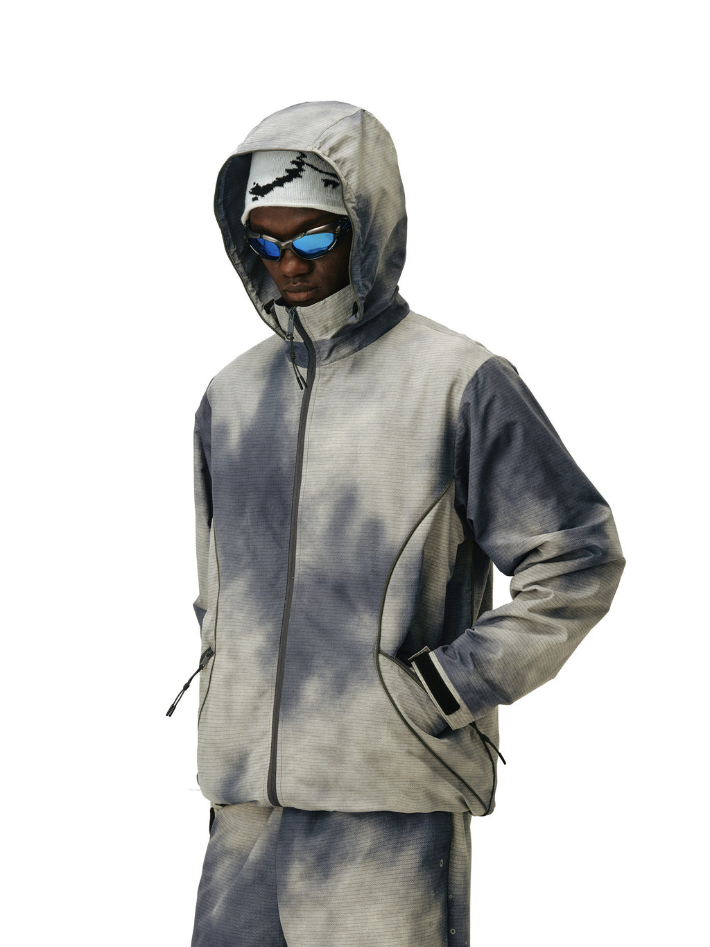 FPA Three-Proof Plaid Tie-Dye Outdoor Reflective Jacket – Chinese Streetwear Design, Loose Hooded Coat for Spring/Fall