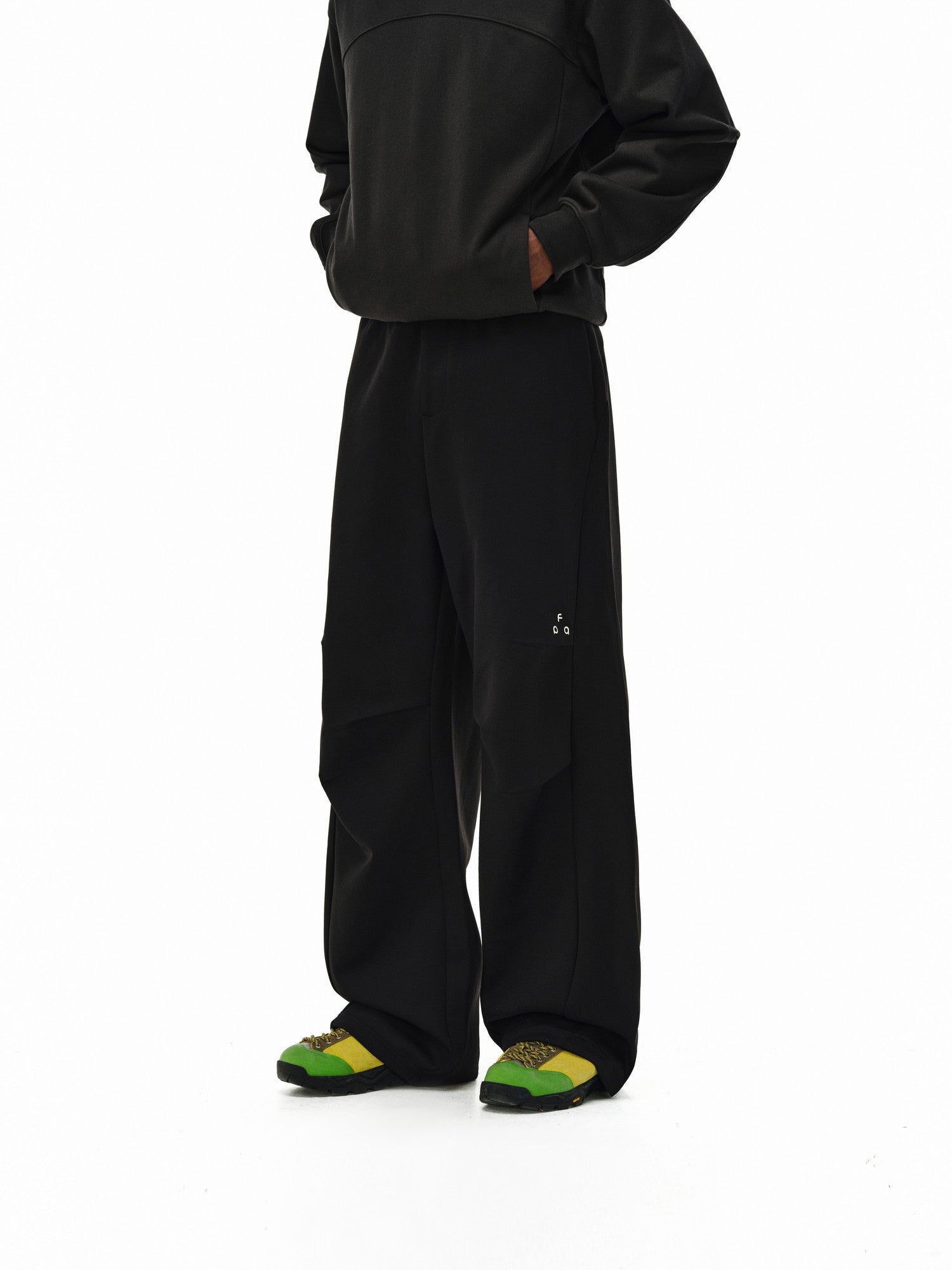 FPA Athletic Quick-Dry Mesh Stretch Air Layer Casual Sweatpants – Chinese Street Style Loose Wide-Leg Black Long Pants
