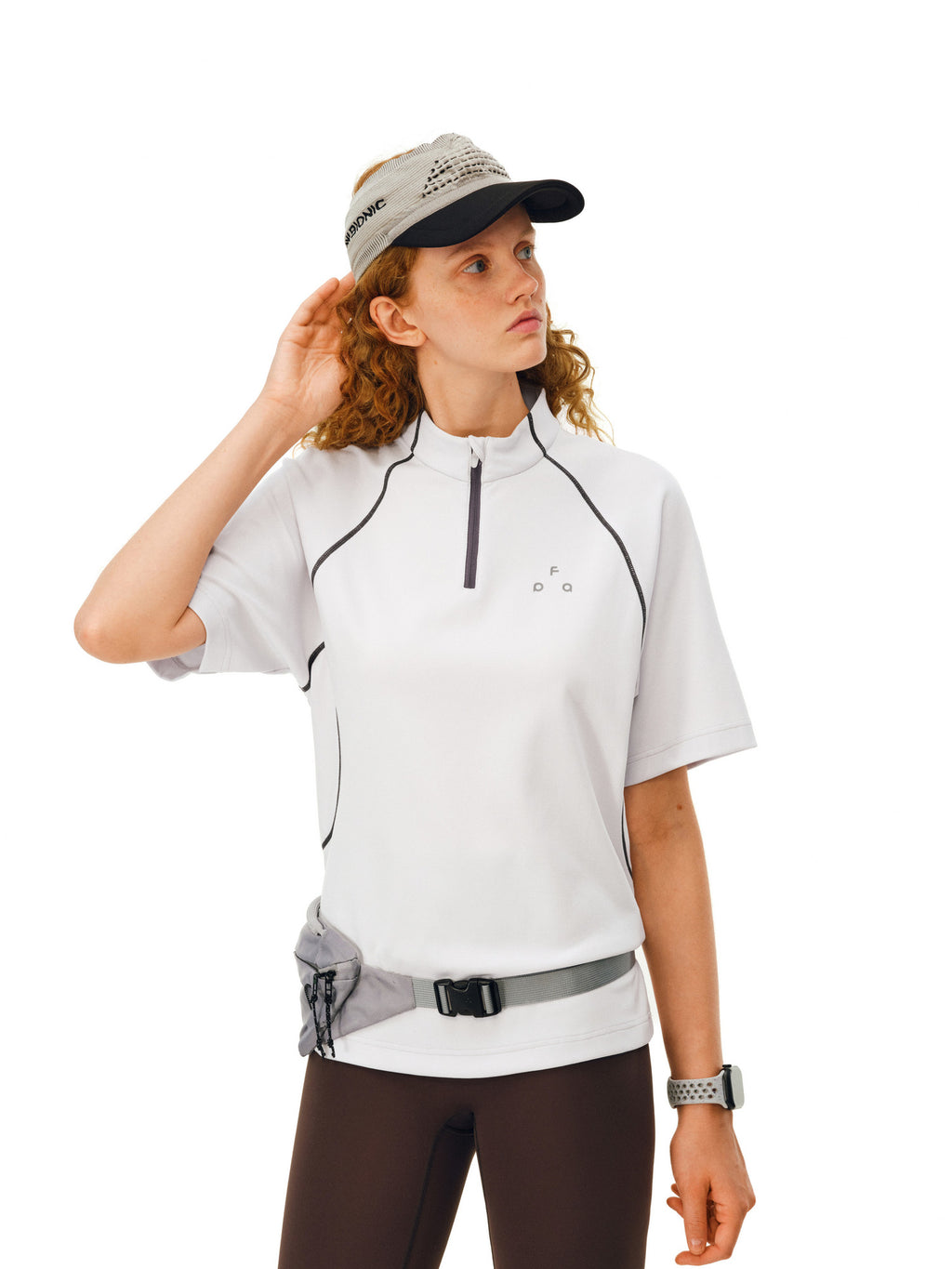 FPA 5A Antibacterial Quick-Dry Stand Collar Short Sleeve Contrast Stitch Half-Zip Summer Outdoor Cycling T-Shirt