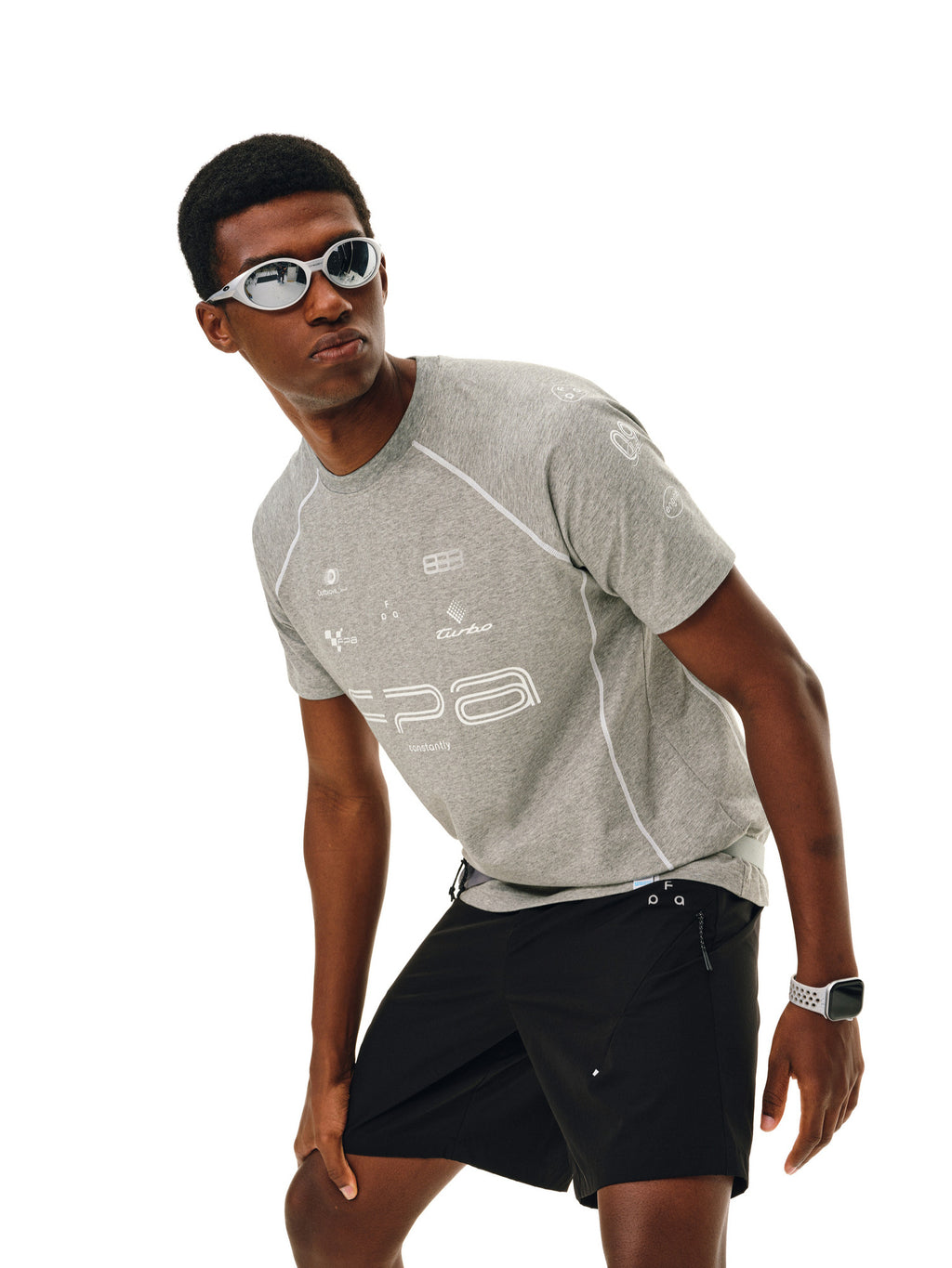 FPA COOLMAX Racing Contrast Stripe Athletic Short Sleeve Tee – Summer Quick-Dry Cool-Touch Fitted Crew Neck T-Shirt for Men