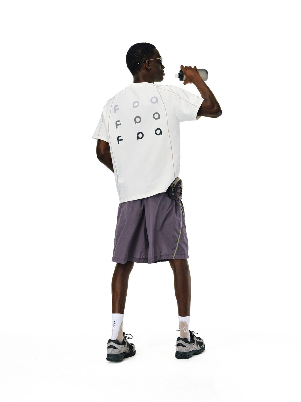FPA Contrast Trim Textured Pique Short Sleeve Tee - Summer Chinese Streetwear Design Round Neck Couple Style T-Shirt for Men