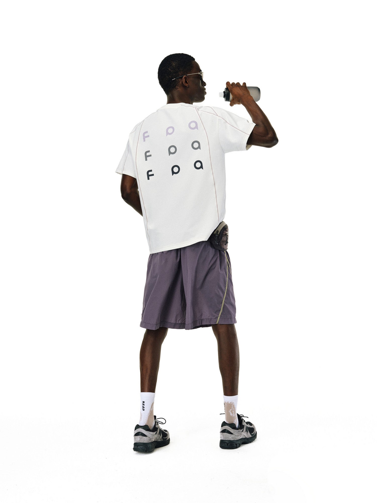 FPA Contrast Trim Textured Pique Short Sleeve Tee - Summer Chinese Streetwear Design Round Neck Couple Style T-Shirt for Men