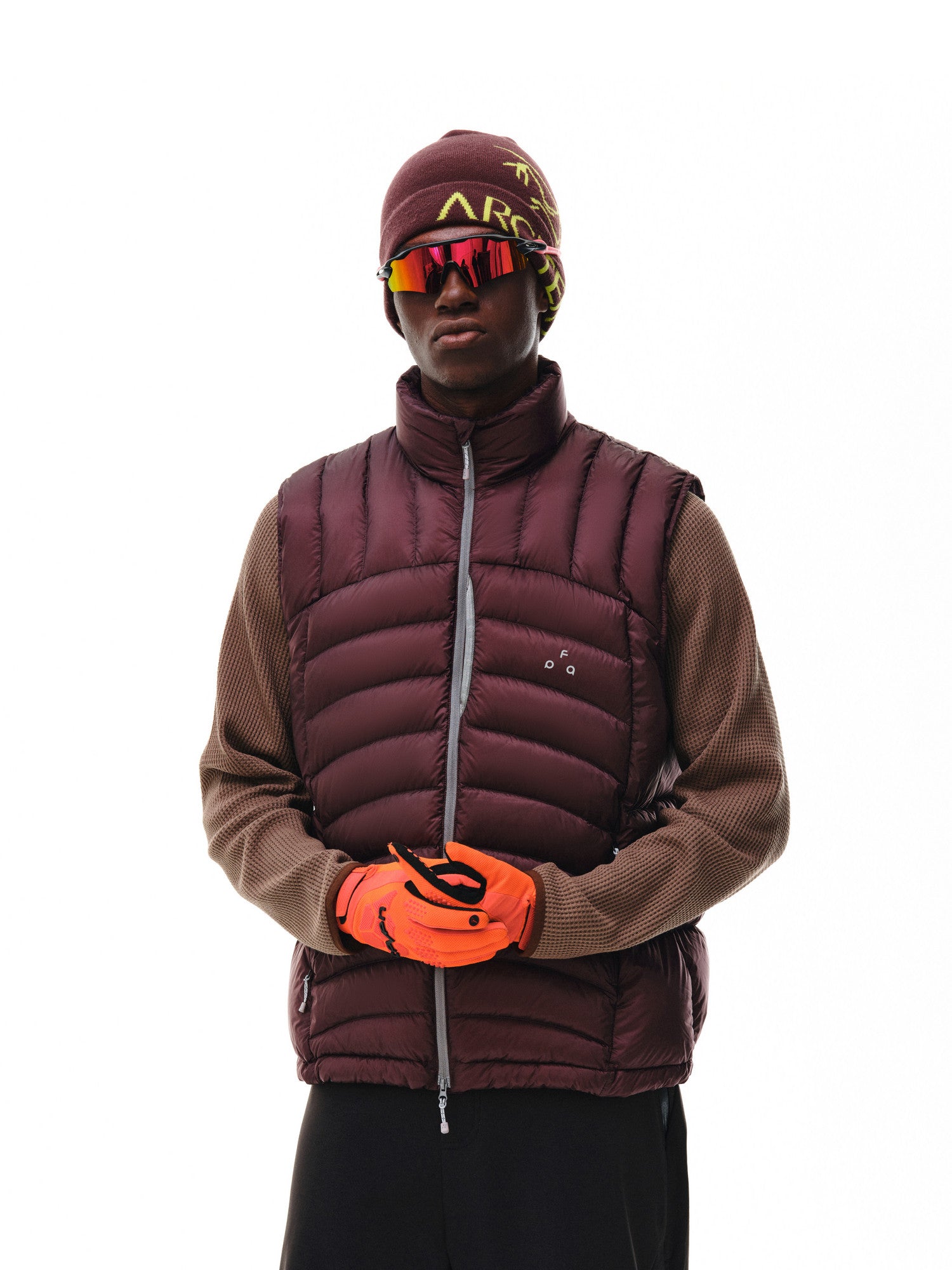 FPA 118g 90% Down Contrast Color Warm Lightweight Stand Collar Quilted Down Vest Winter Sleeveless Jacket
