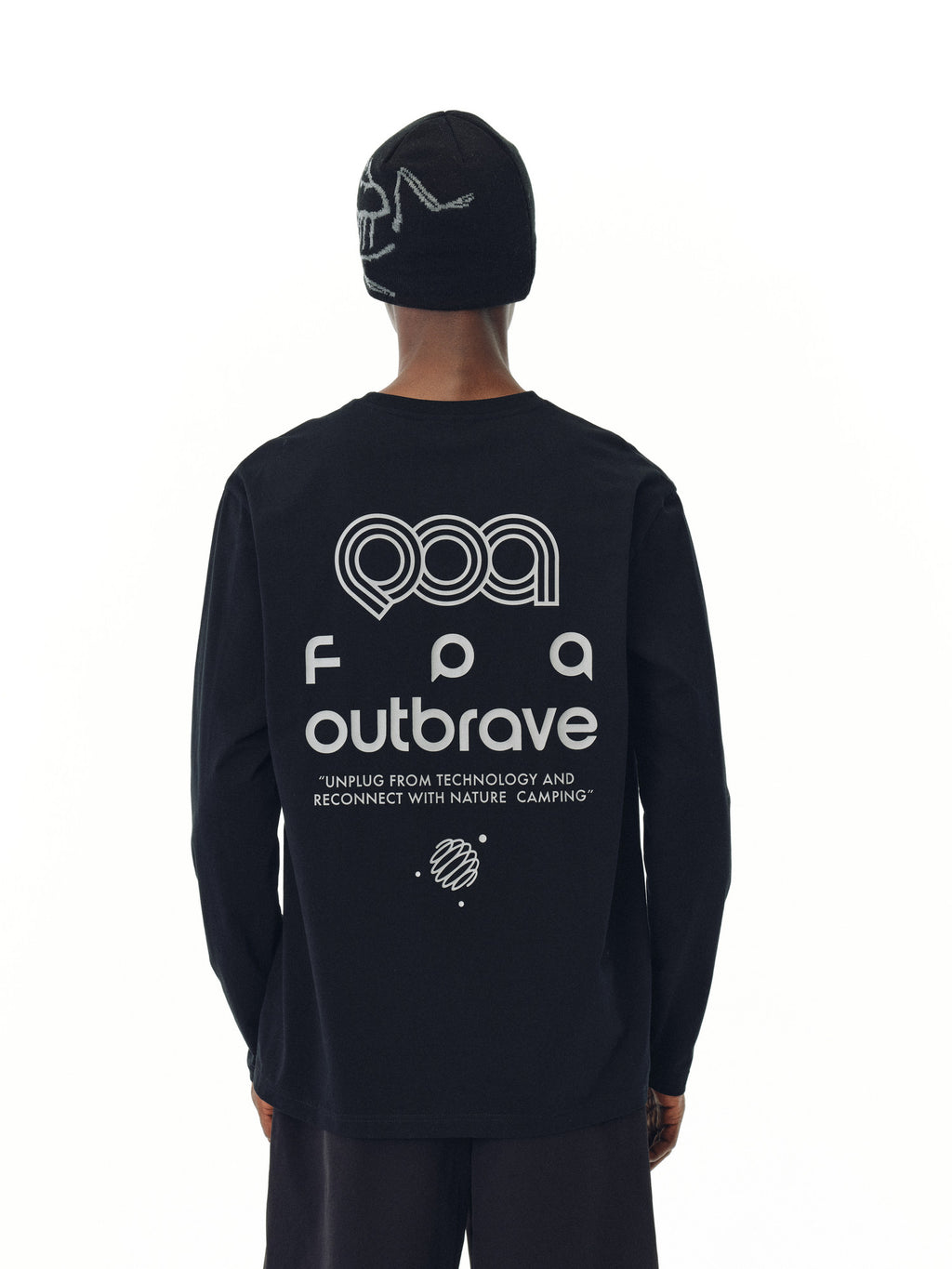 FPA Ice-Feel Quick-Dry Printed Lightweight Long-Sleeve Couple Casual Loose Fit Crew Neck White T-Shirt for Spring/Autumn