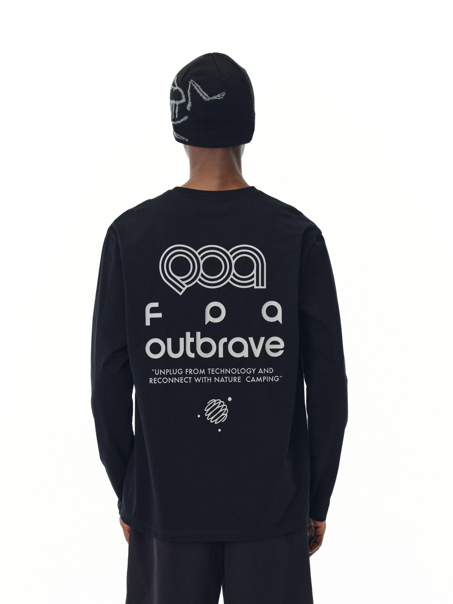 FPA Ice-Feel Quick-Dry Printed Lightweight Long-Sleeve Couple Casual Loose Fit Crew Neck White T-Shirt for Spring/Autumn