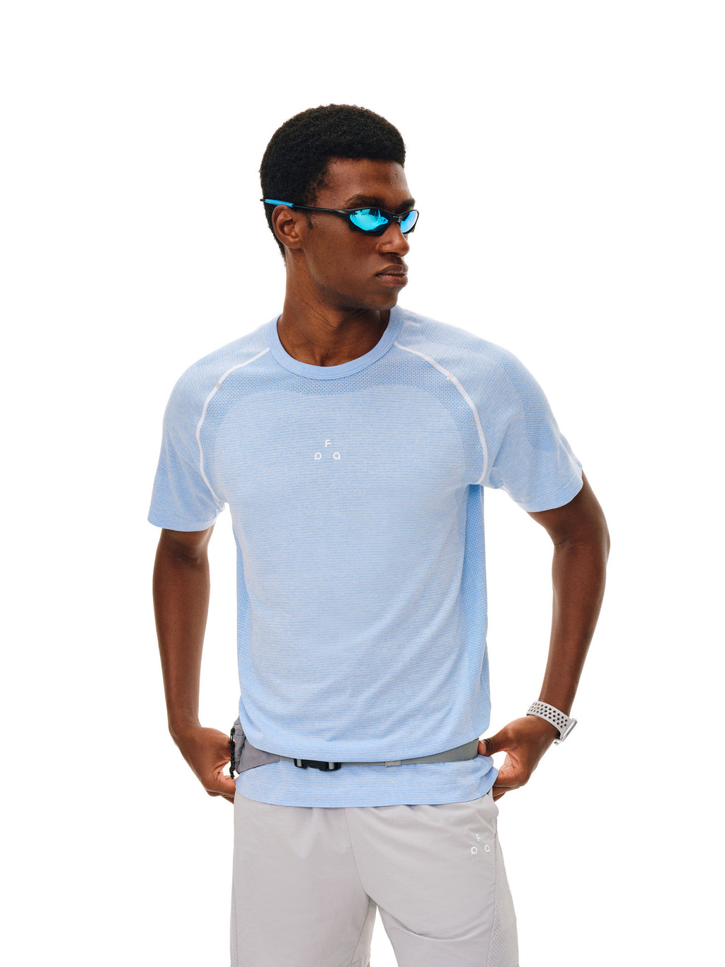 FPA Seamless Knit Color-Block Striped Short Sleeve T-Shirt, 2026 Summer New Round Neck Regular Fit Athletic Fitness Tee for Men