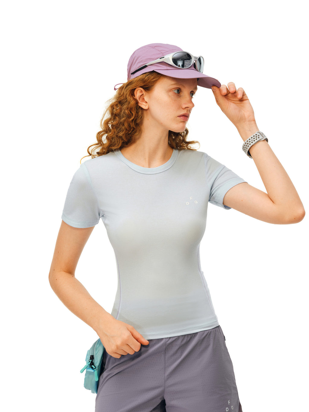 FPA Lyocell Wool Stretch Contrast Short Sleeve Summer Round Neck Slim Fit Basic Logo Casual T-Shirt for Women