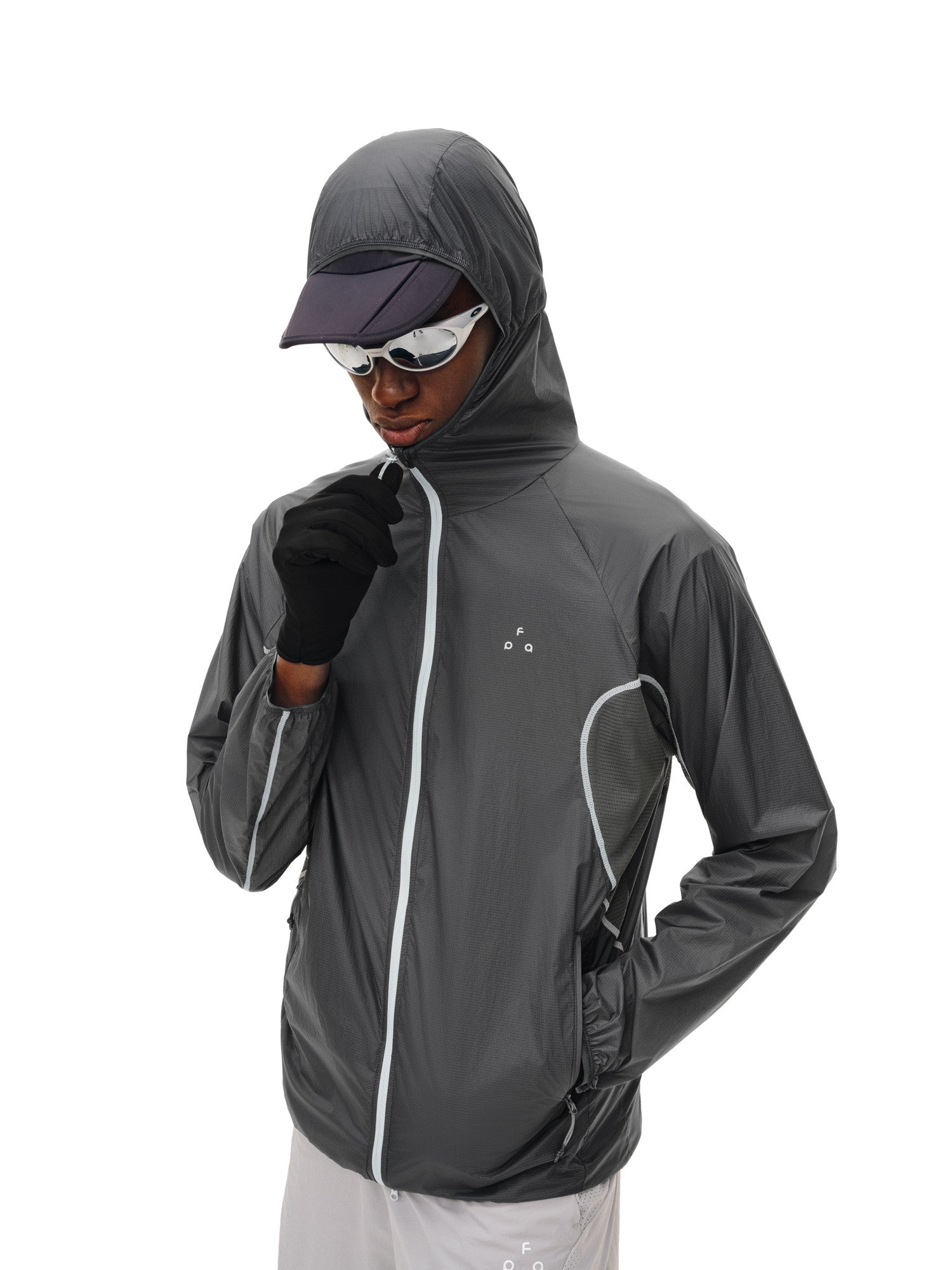 FPA Plaid Mesh Breathable Sun Protection Jacket with Contrast Color, Summer Outdoor Couple Hooded UV Jacket