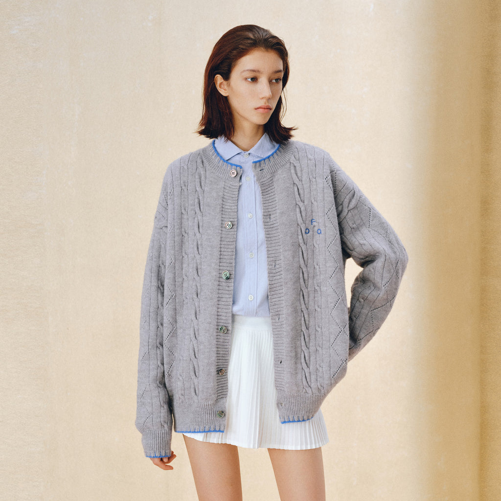 FPA Cable Knit Contrast Color Cardigan