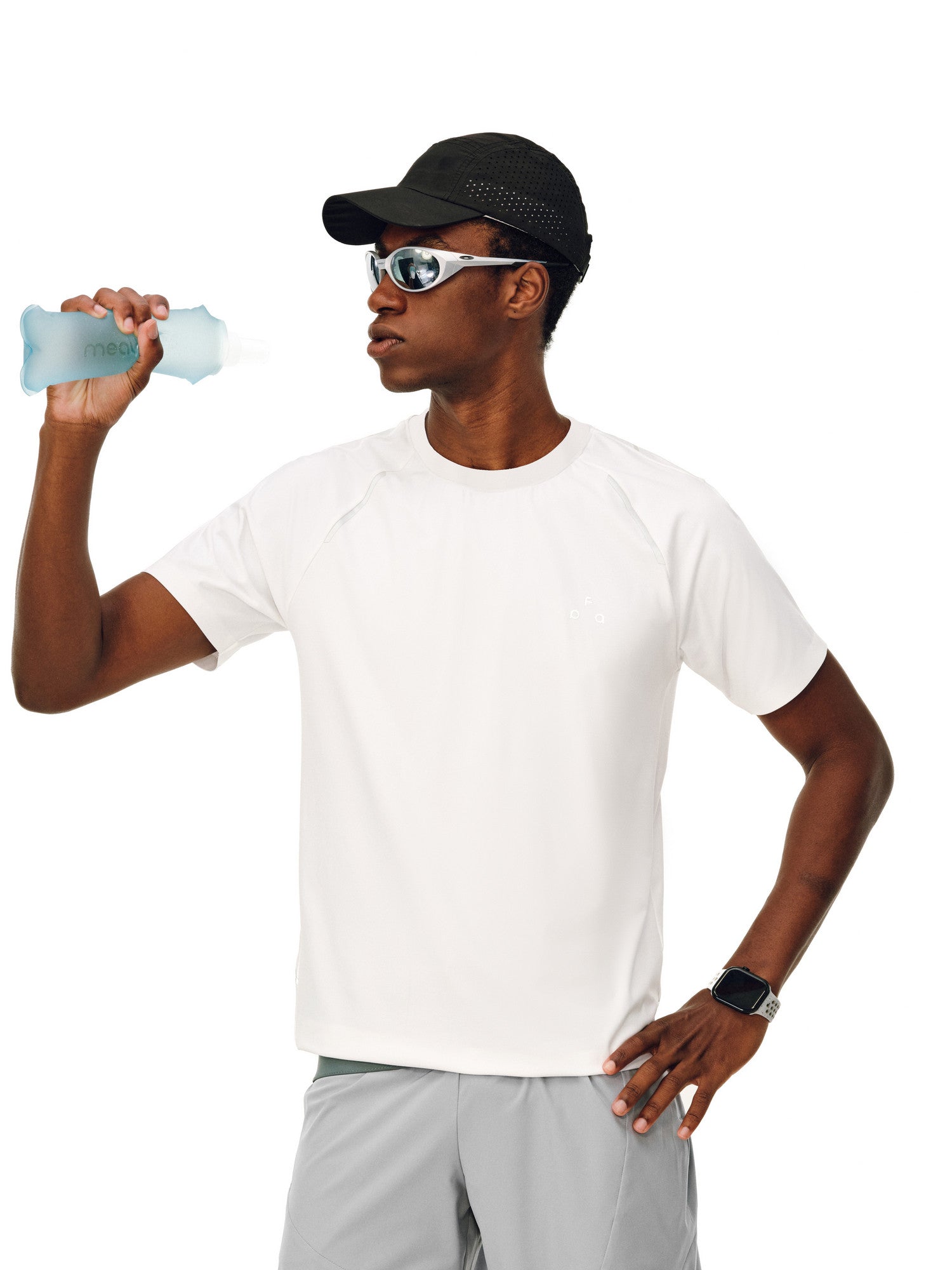 FPA Lycra Reflective Stripe Athletic Short Sleeve T-Shirt – Basic Logo Summer Outdoor Fitness Running Premium Crew Neck Tee for Men