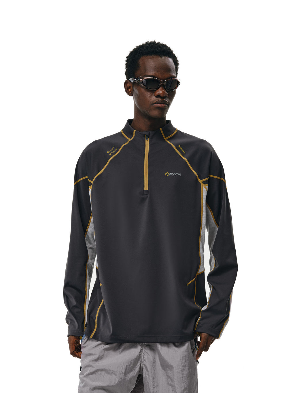 FPA Color-Block Long Sleeve Cycling Shirt - Chinese Streetwear Trendy American Style Half-Zip Autumn Couple Outdoor T-Shirt