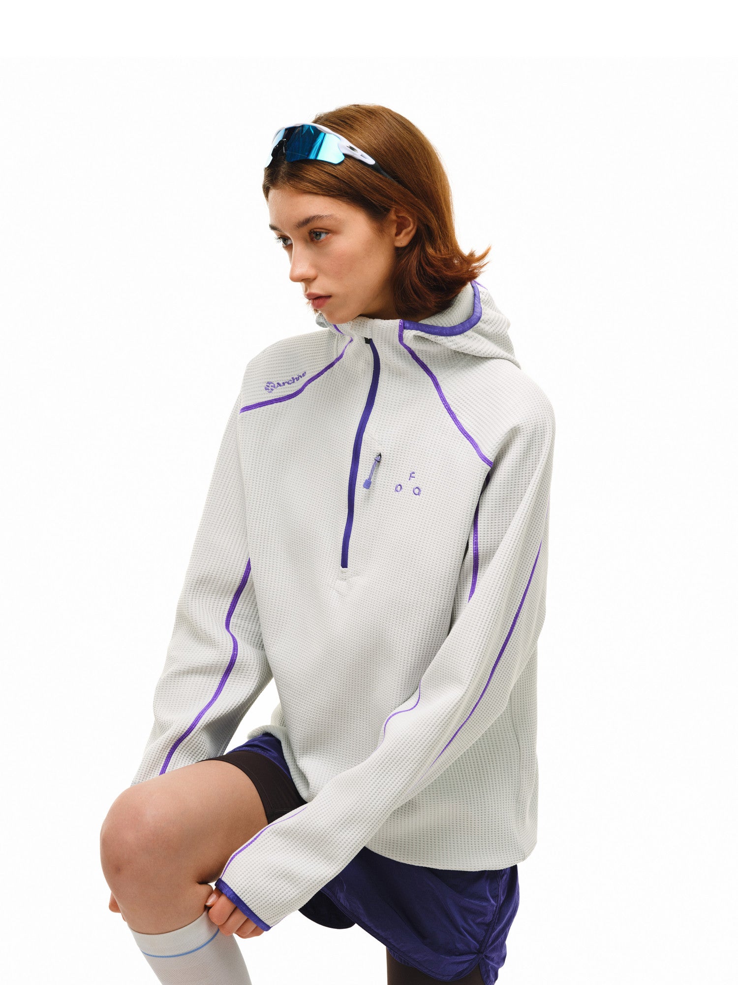 FPA Sun-Protective Quick-Dry Sports Hooded Long-Sleeve Shirt with Contrast Half-Zip, Casual Spring Outdoor Unisex T-Shirt