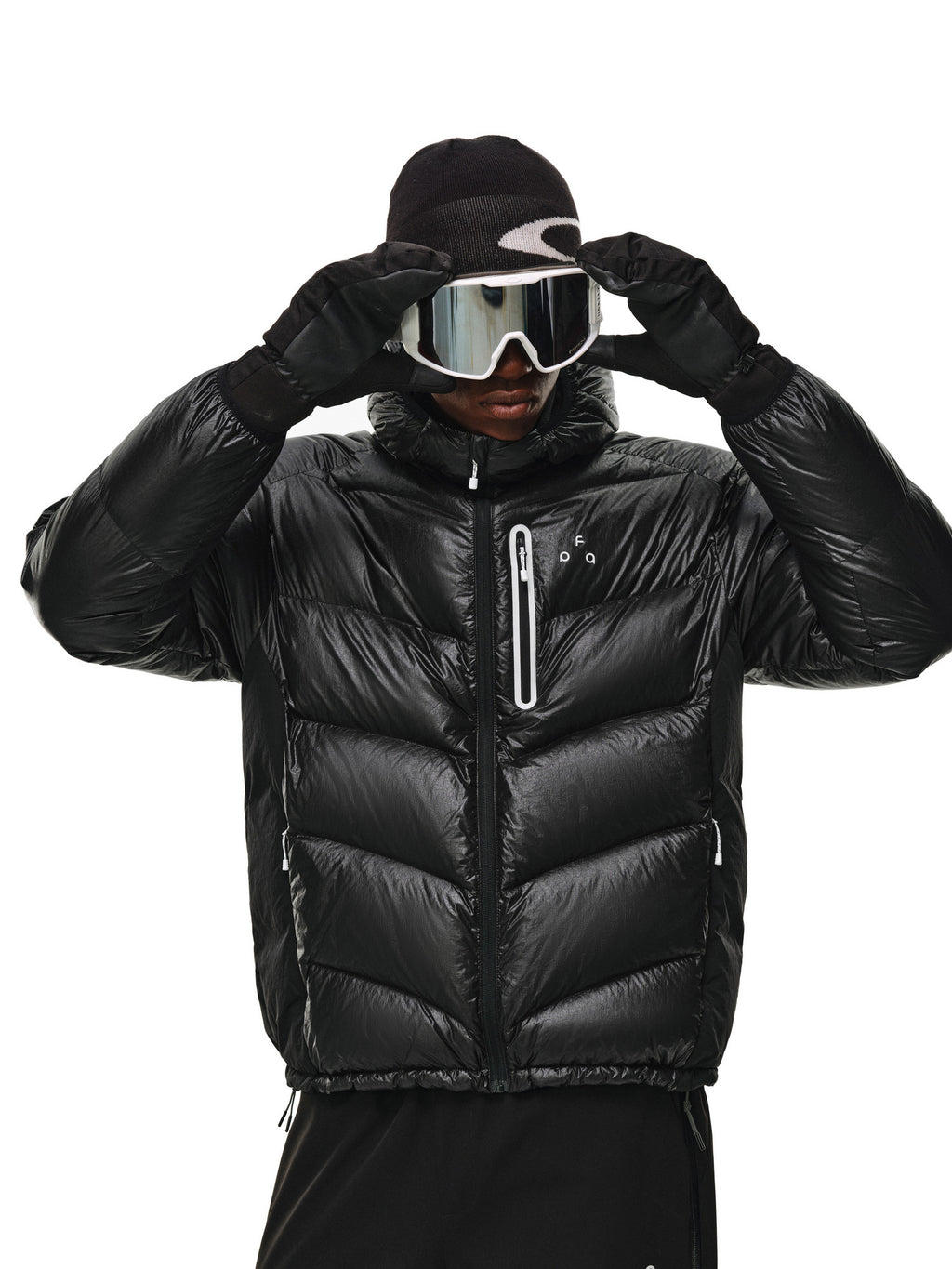 FPA Textured Patchwork Hooded Down Jacket - Winter Thick Warm Outdoor Sports Contrast Color Design Down Coat