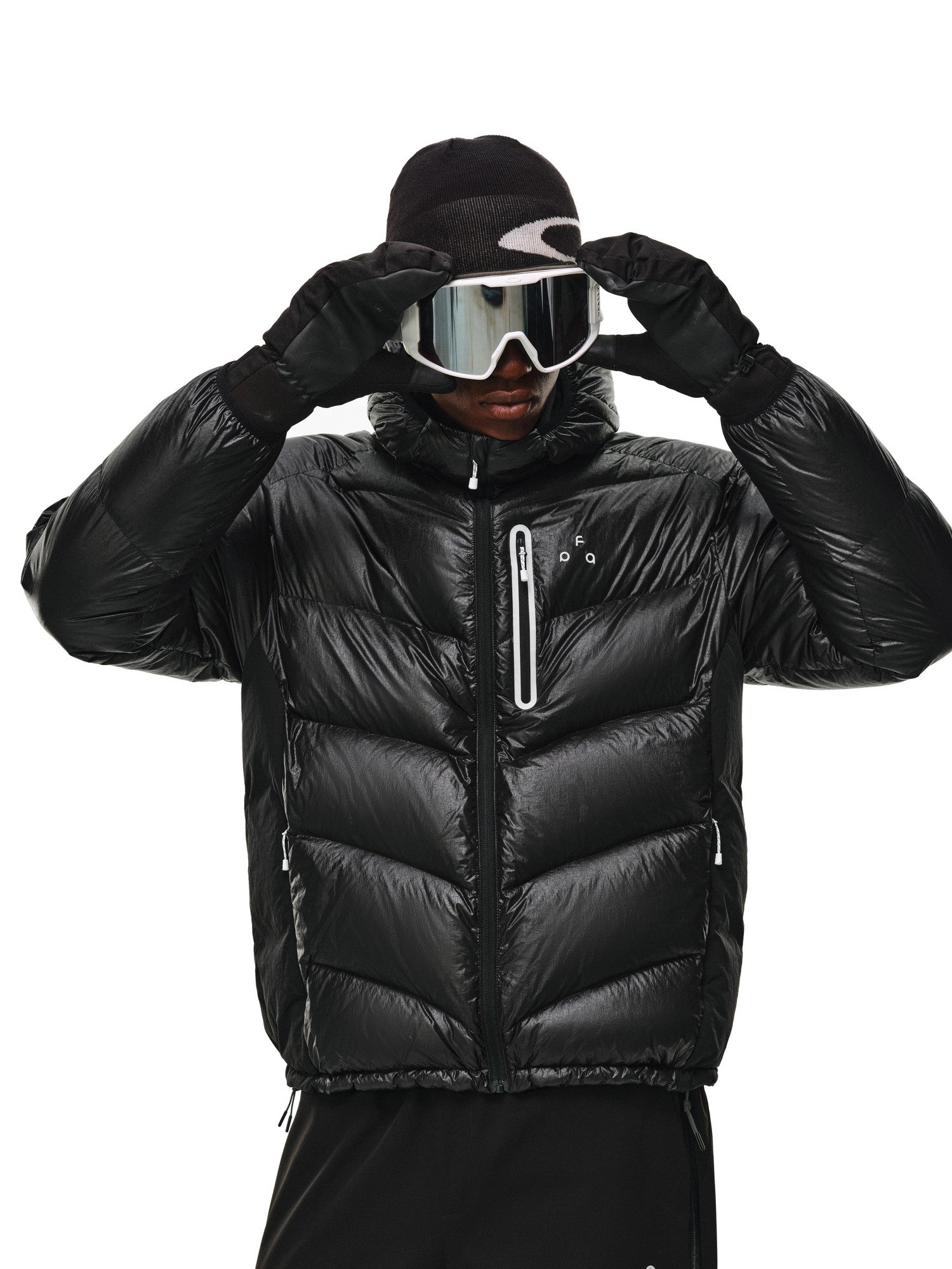 FPA Textured Patchwork Hooded Down Jacket - Winter Thick Warm Outdoor Sports Contrast Color Design Down Coat