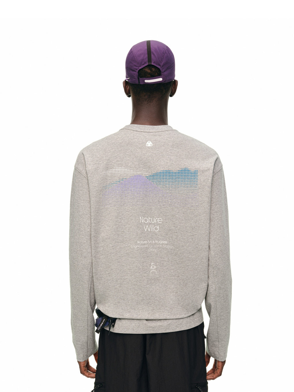 FPA Polka Dot Mountain Print Color-Block Long-Sleeve Sports T-Shirt, Autumn Round Neck Outdoor Print Couple Style Casual Tee for Men