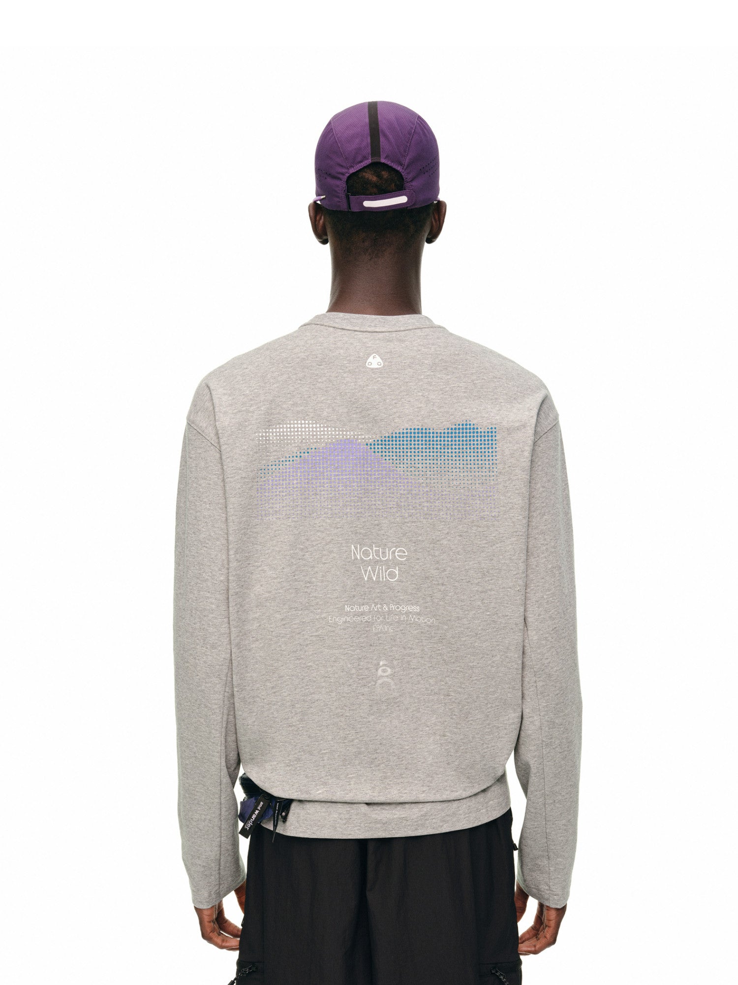 FPA Polka Dot Mountain Print Color-Block Long-Sleeve Sports T-Shirt, Autumn Round Neck Outdoor Print Couple Style Casual Tee for Men