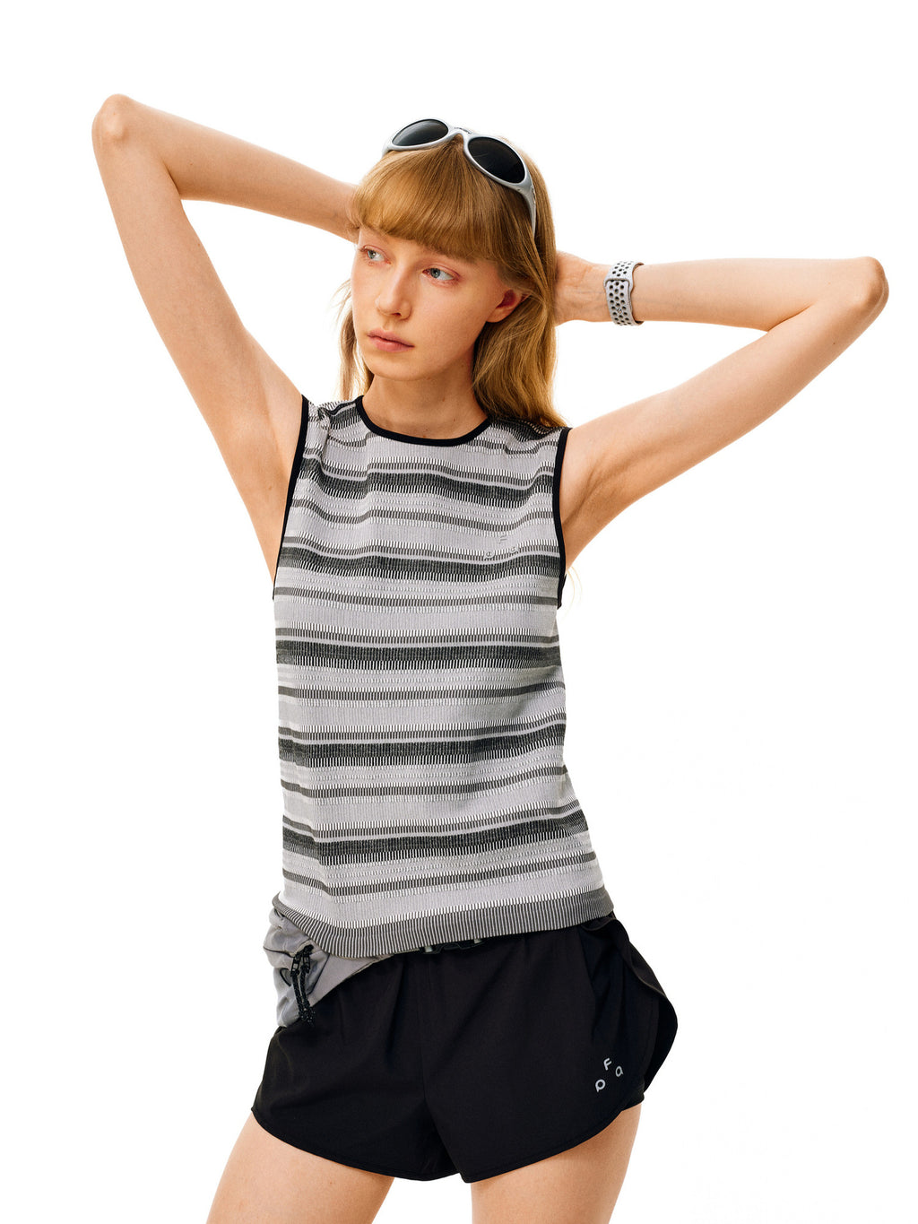 FPA Seamless Knit Striped Vest for Women 2026 New Sports Fitness Casual Round Neck Sleeveless T-Shirt