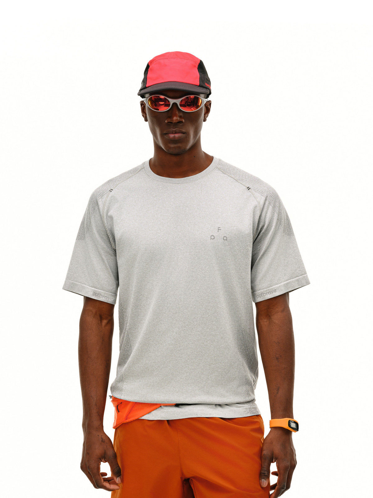 FPA One-Piece Knit Texture Short Sleeve T-Shirt for Men - Summer Round Neck Contrast Color Fitness Outdoor Sports Tee
