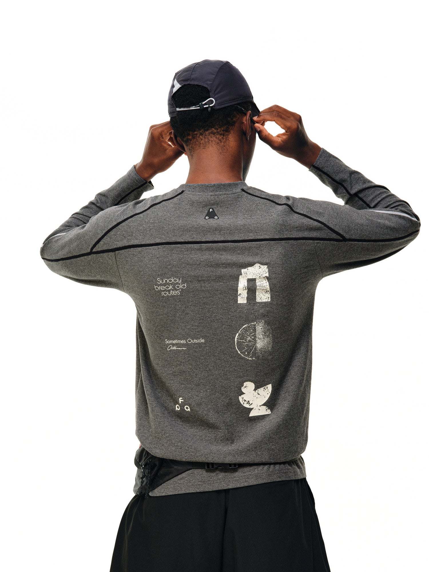 FPA Half-Zip Heather Yarn Anti-Bacterial Long Sleeve Outdoor Sports Cycling Contrast Color Print Autumn T-Shirt for Men