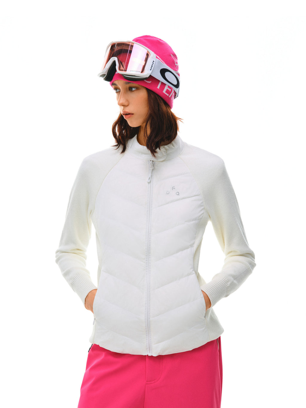 FPA Women's Patchwork Half High Collar Button Down Jacket - Lightweight Warm Short Down Coat for Autumn/Winter