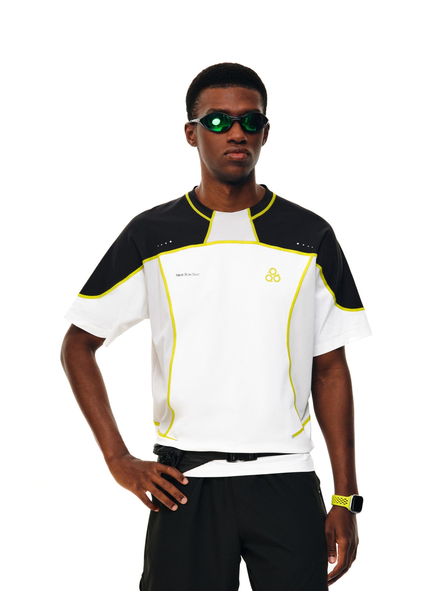 FPA Quick-Dry Color-Block Breathable Short-Sleeve T-Shirt, Summer Perforated Seam Detail, Round Neck, Couple Style, Casual Sports Tee