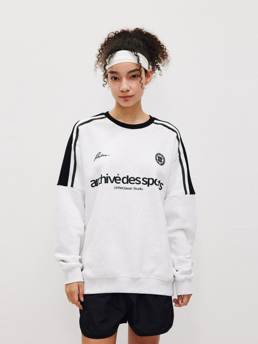 FPA Webbing Panel Contrast Retro Athletic Sweatshirt 2024 New Spring/Autumn Loose Fit Crew Neck Pullover Long Sleeve Men